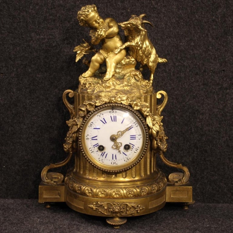 19th Century Gilt Bronze Antique French Table Clock, 1870 For Sale at