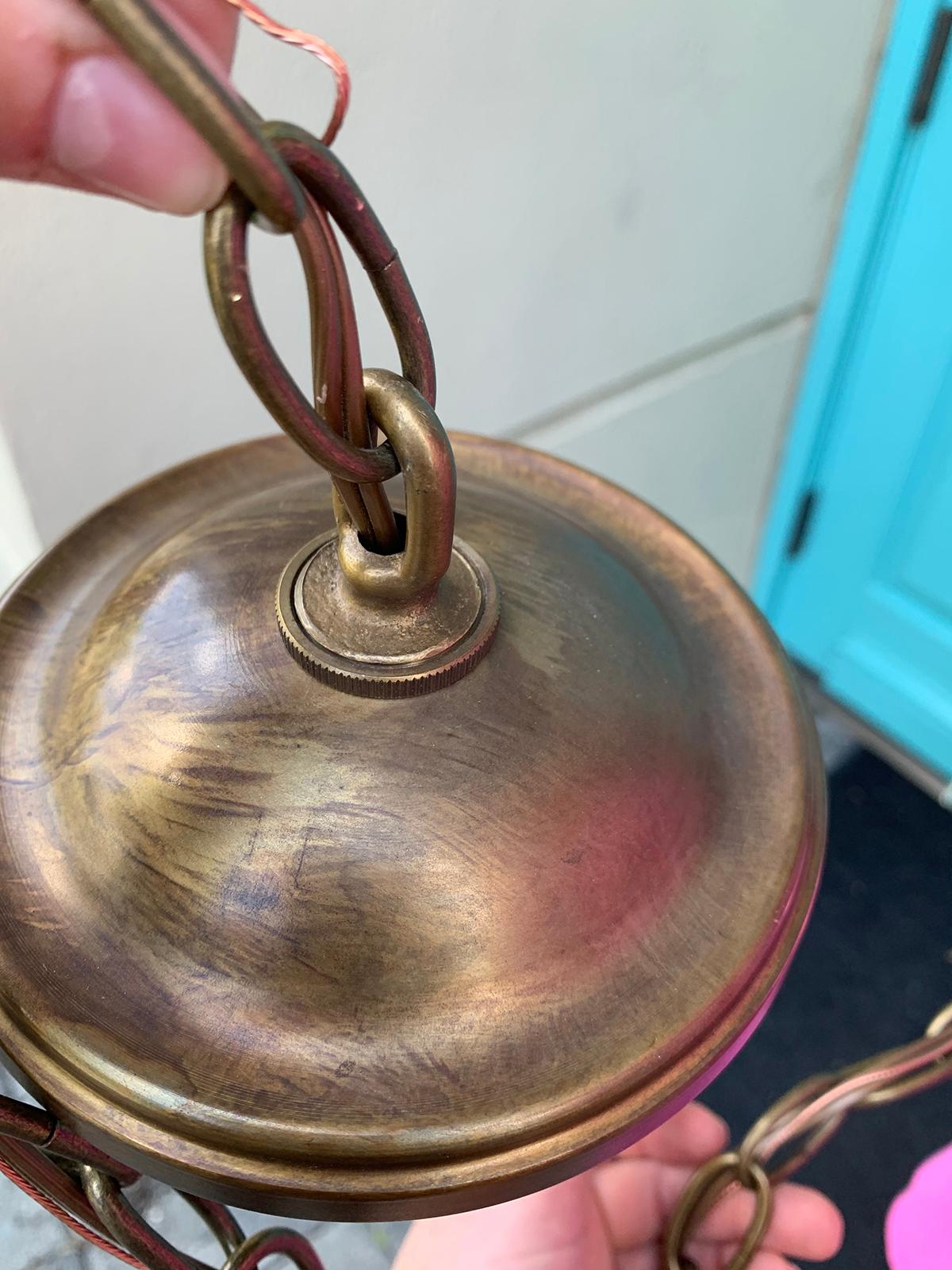 19th Century Gilt Bronze Bell Jar Lantern with Rams Heads & Crystals 7