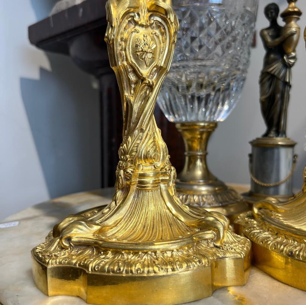 19th Century Gilt Bronze Candleholders, in the style of Ernest Meissonier  For Sale 3