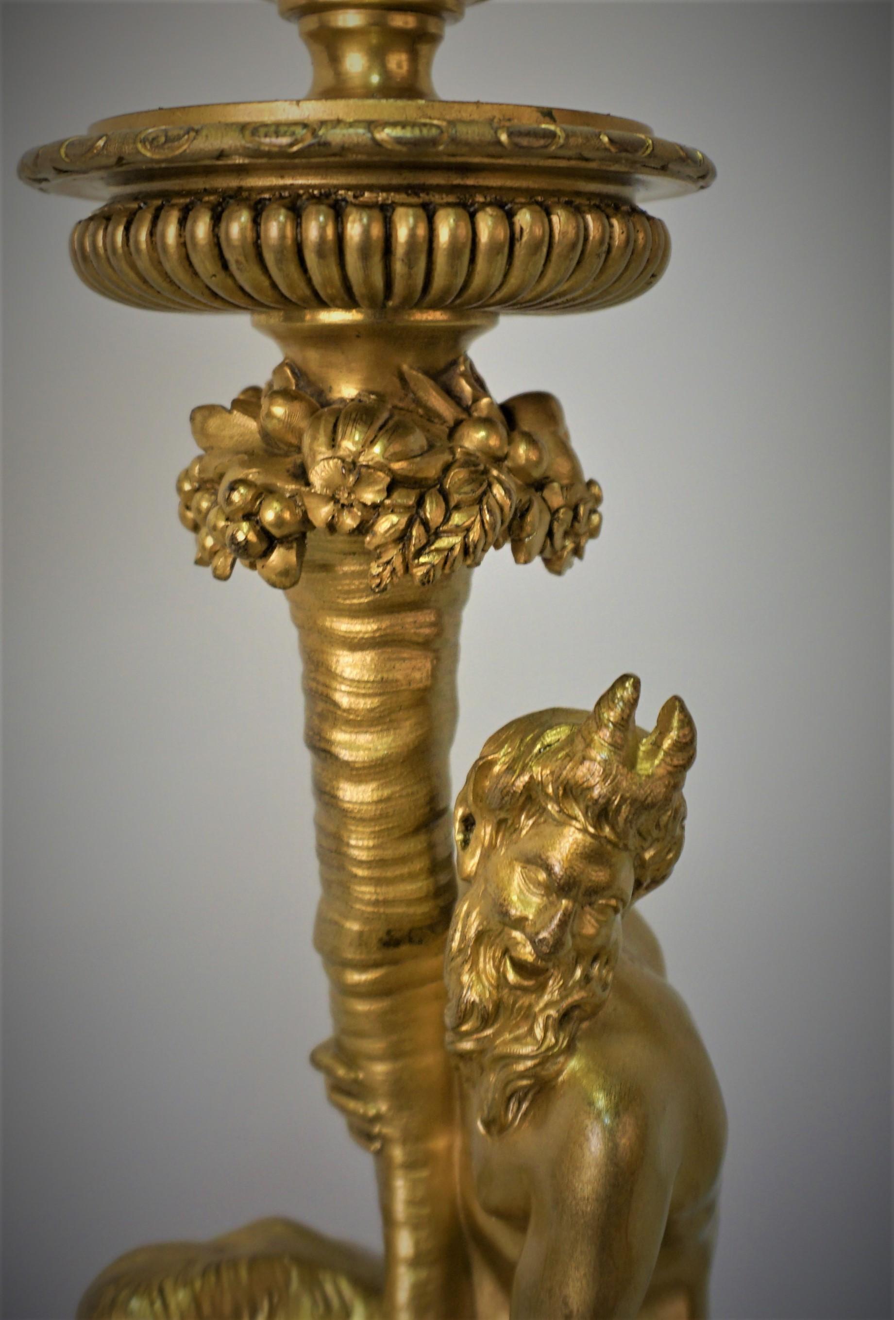 19th Century Gilt Bronze Candlestick Lamp After Corneille Van Cleve 2