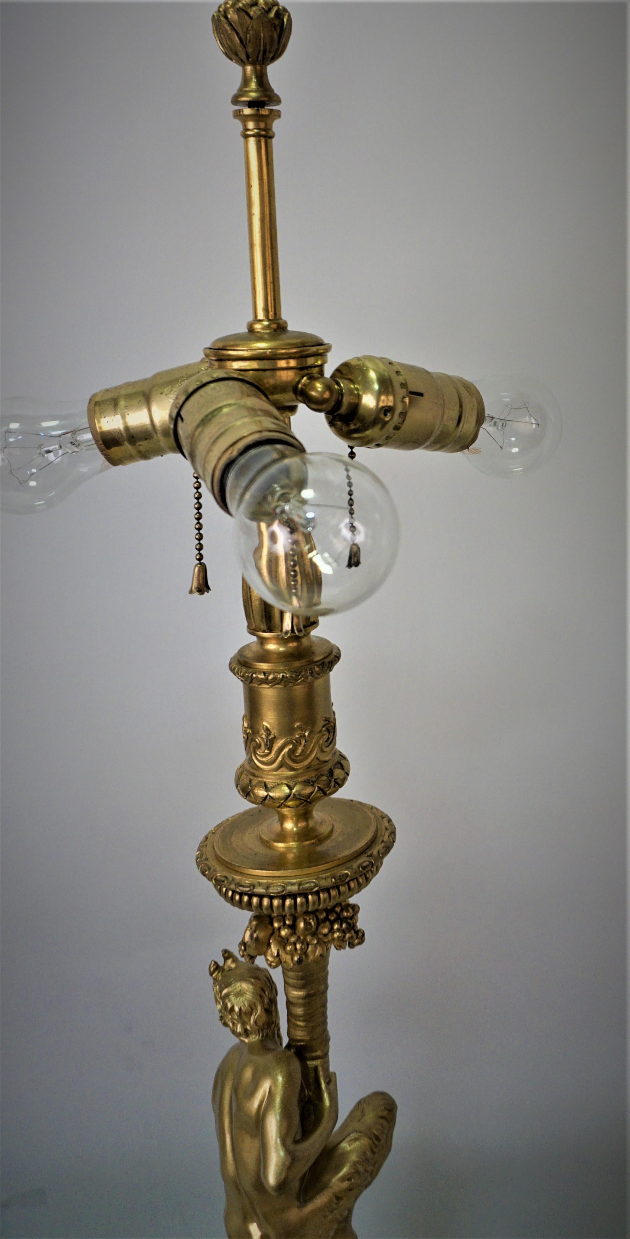 19th Century Gilt Bronze Candlestick Lamp After Corneille Van Cleve 4
