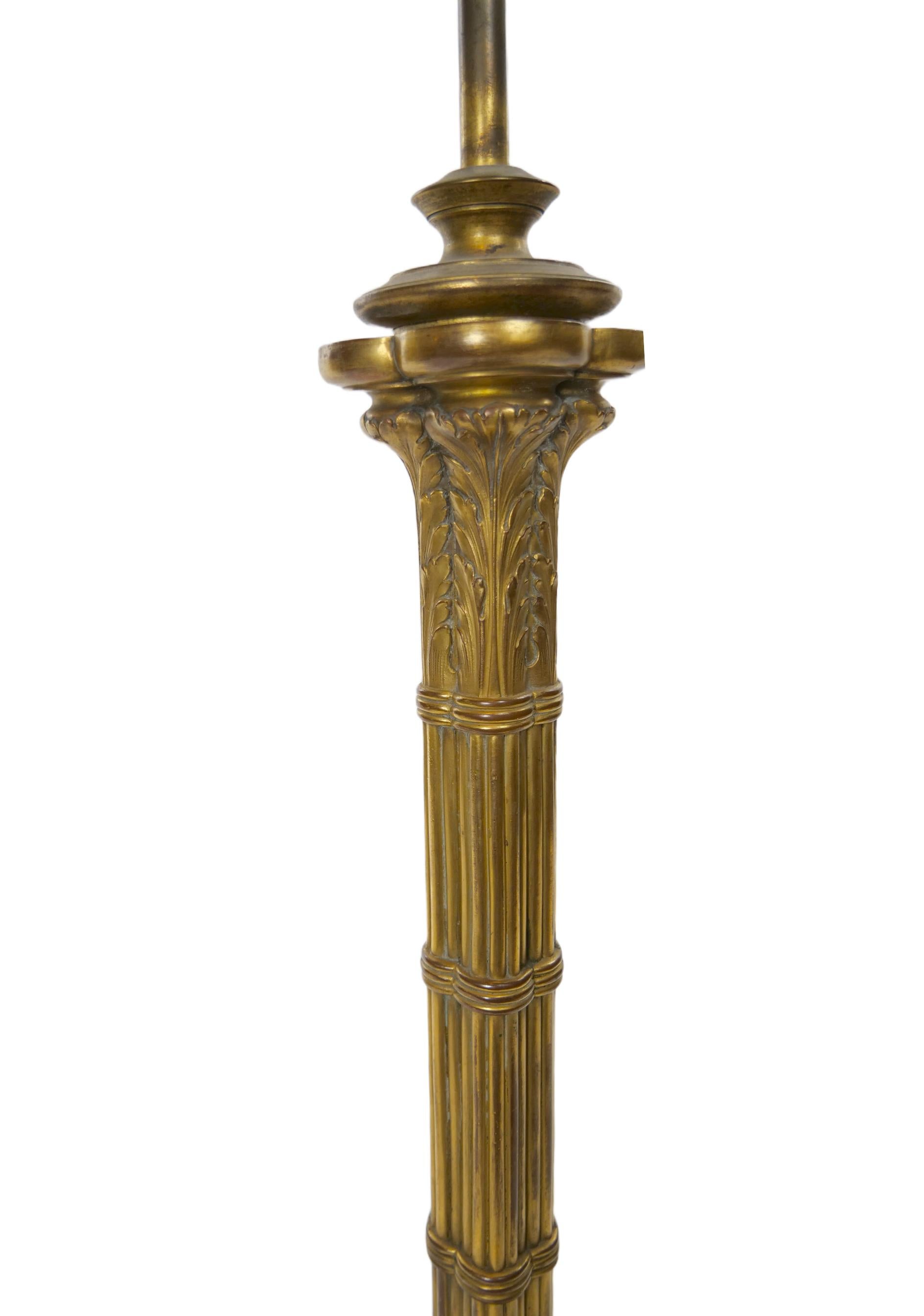 19th Century Gilt Bronze Candlestick Style Table Lamp For Sale 7