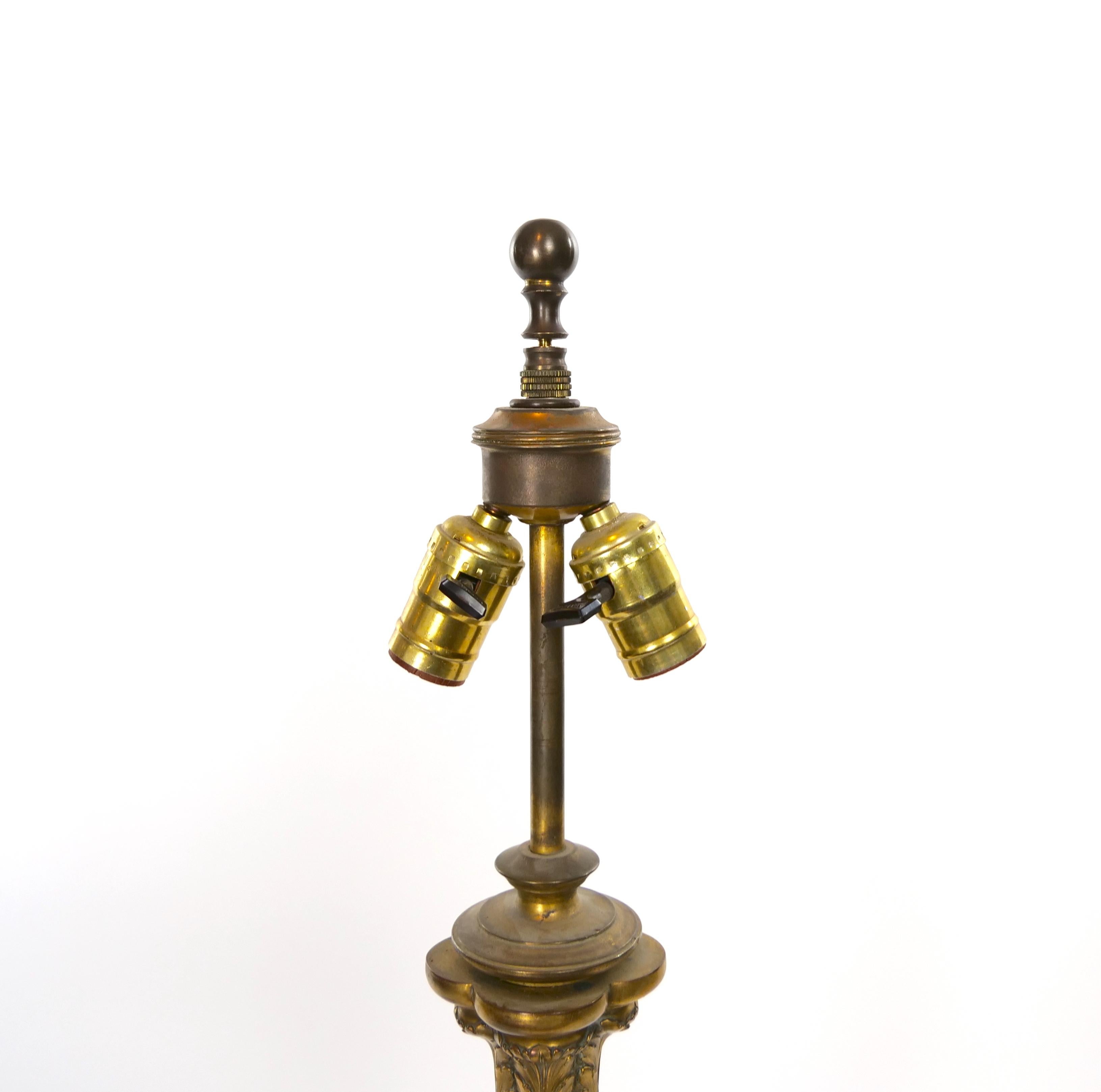 19th Century Gilt Bronze Candlestick Style Table Lamp For Sale 2