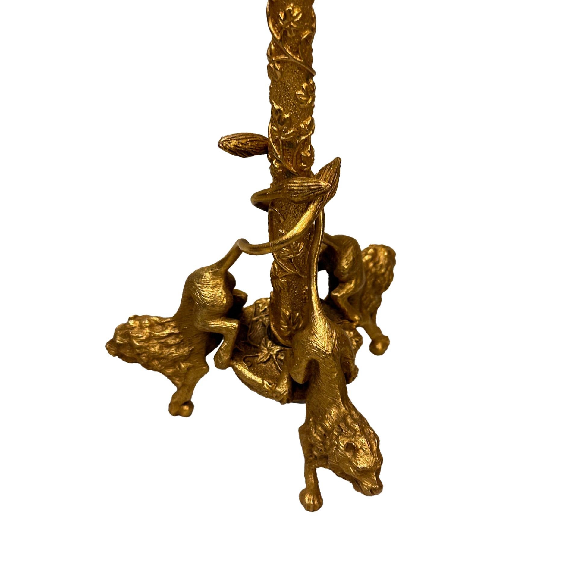 Francese Candelieri in bronzo dorato del XIX secolo di Christophe Fratin in vendita