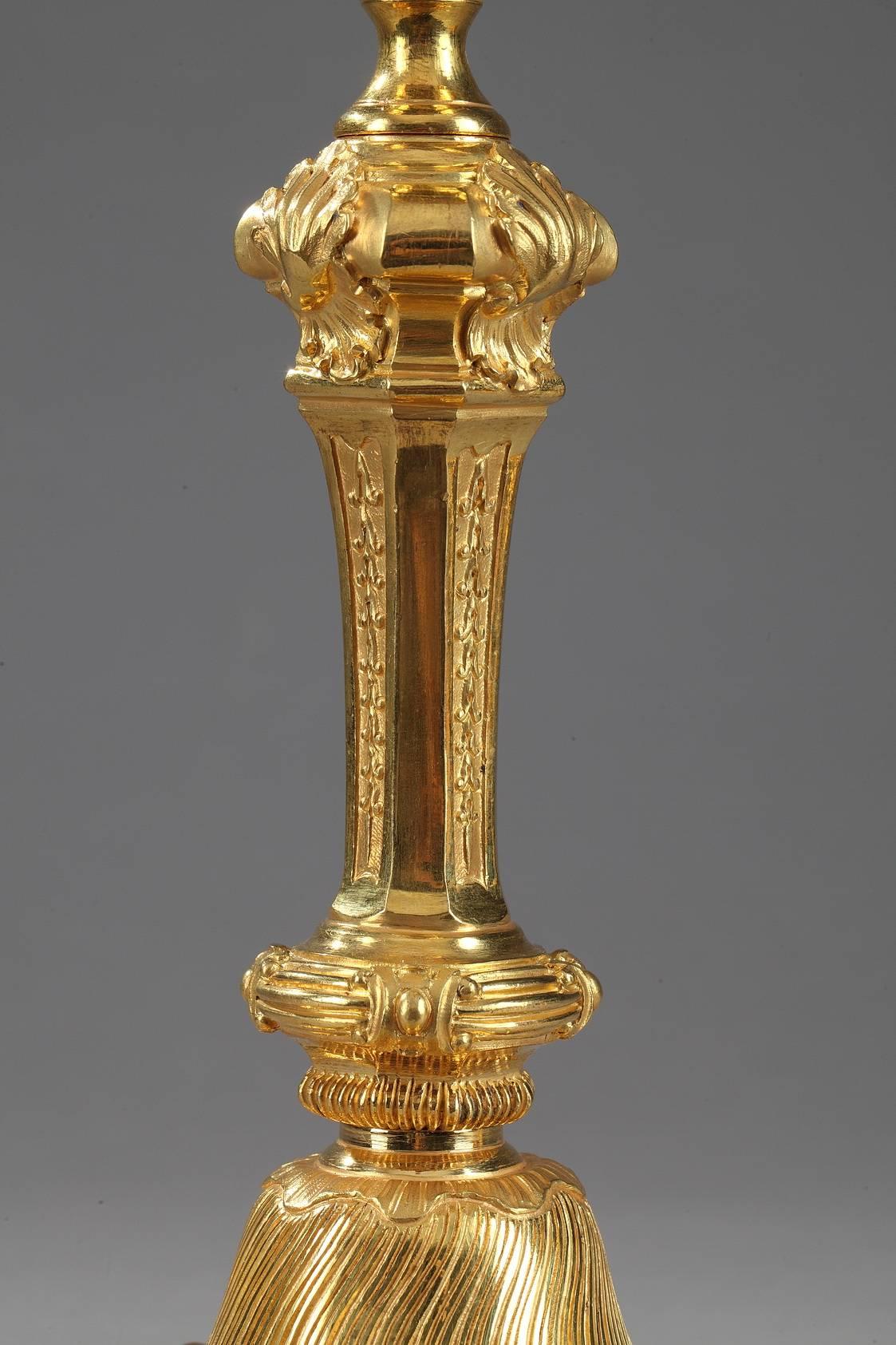 19th Century Gilt Bronze Candlesticks in Regence Style 1