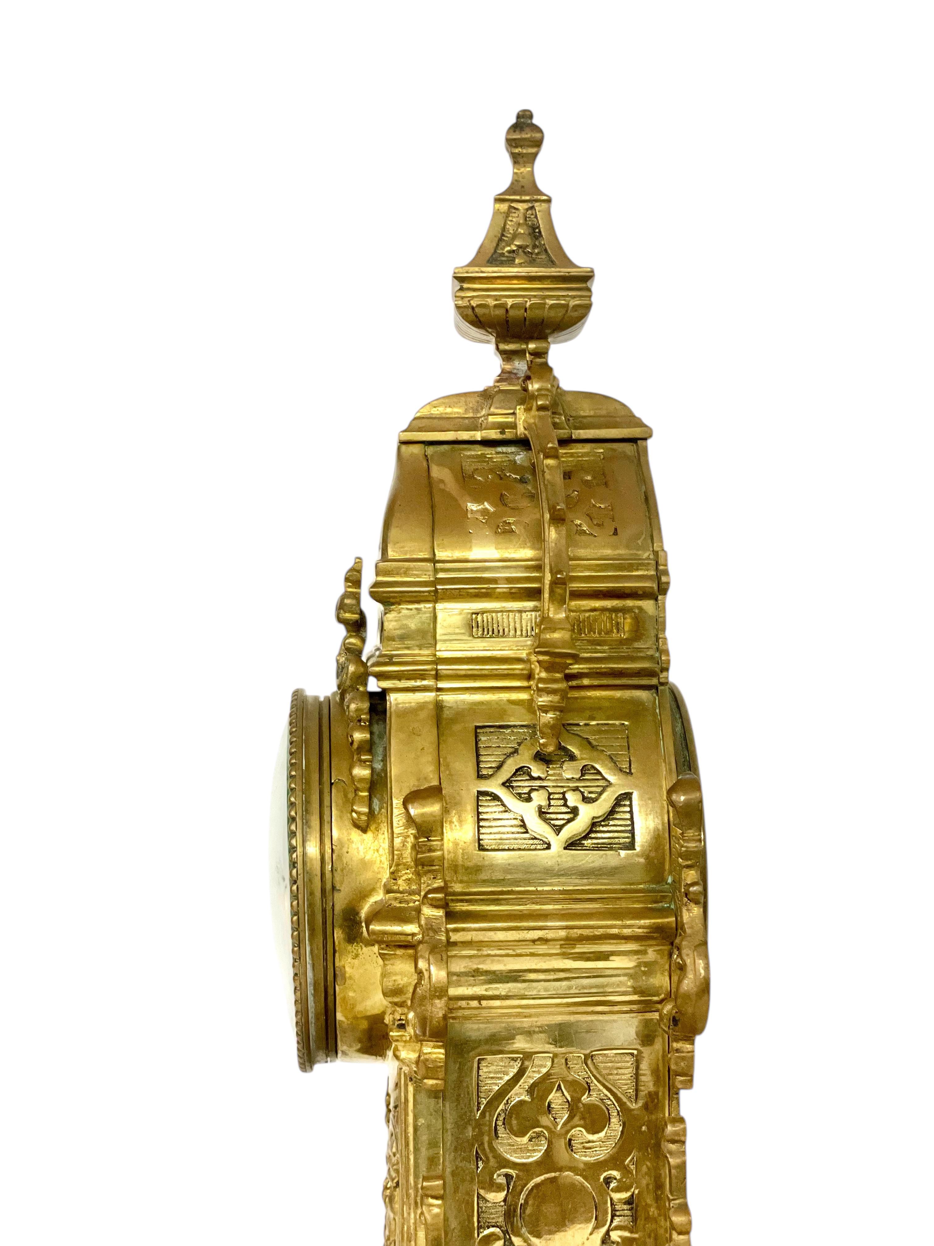 19th Century Gilt Bronze Cathedral Mantel Clock For Sale 6