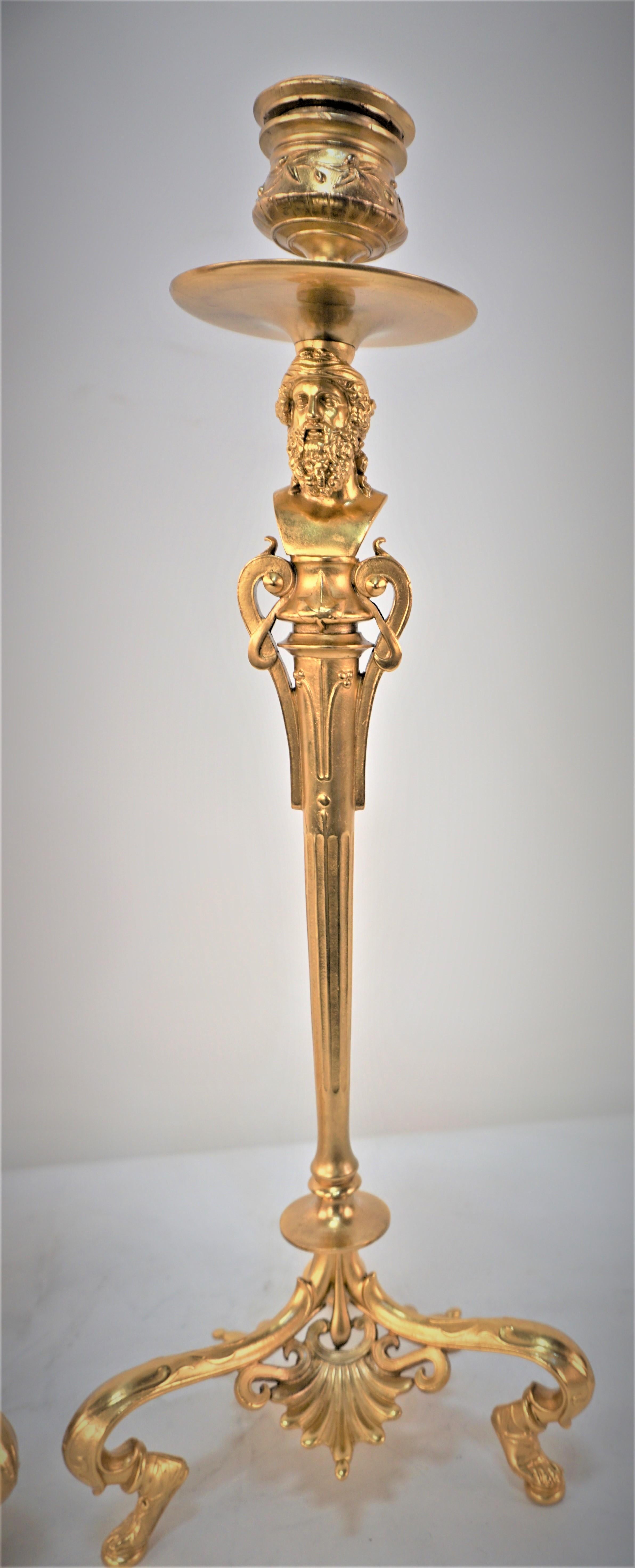19. Jahrhundert Vergoldete Bronze Classic Style Kerzenhalter von Barbedienne (Französisch) im Angebot