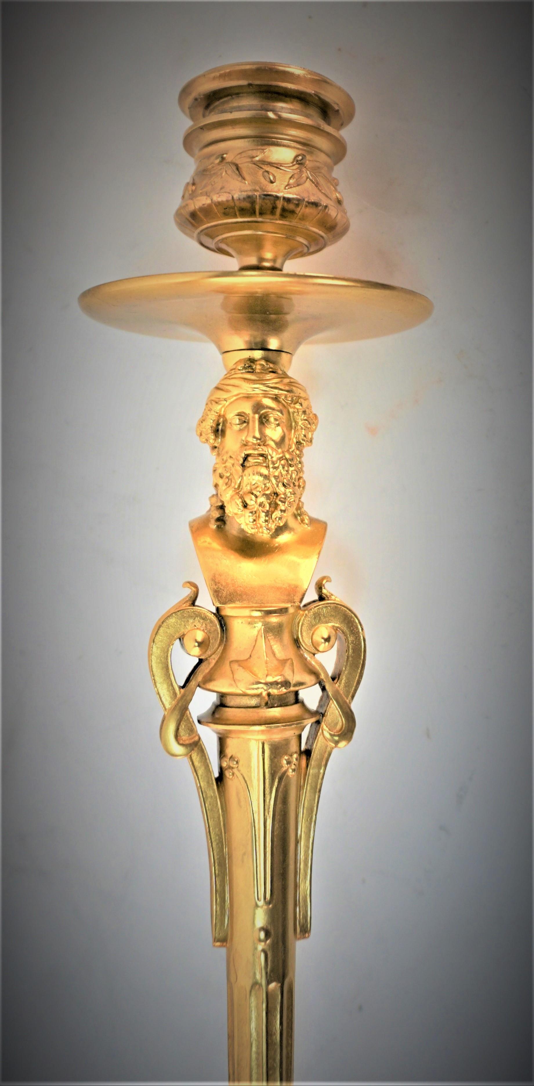19. Jahrhundert Vergoldete Bronze Classic Style Kerzenhalter von Barbedienne im Angebot 3