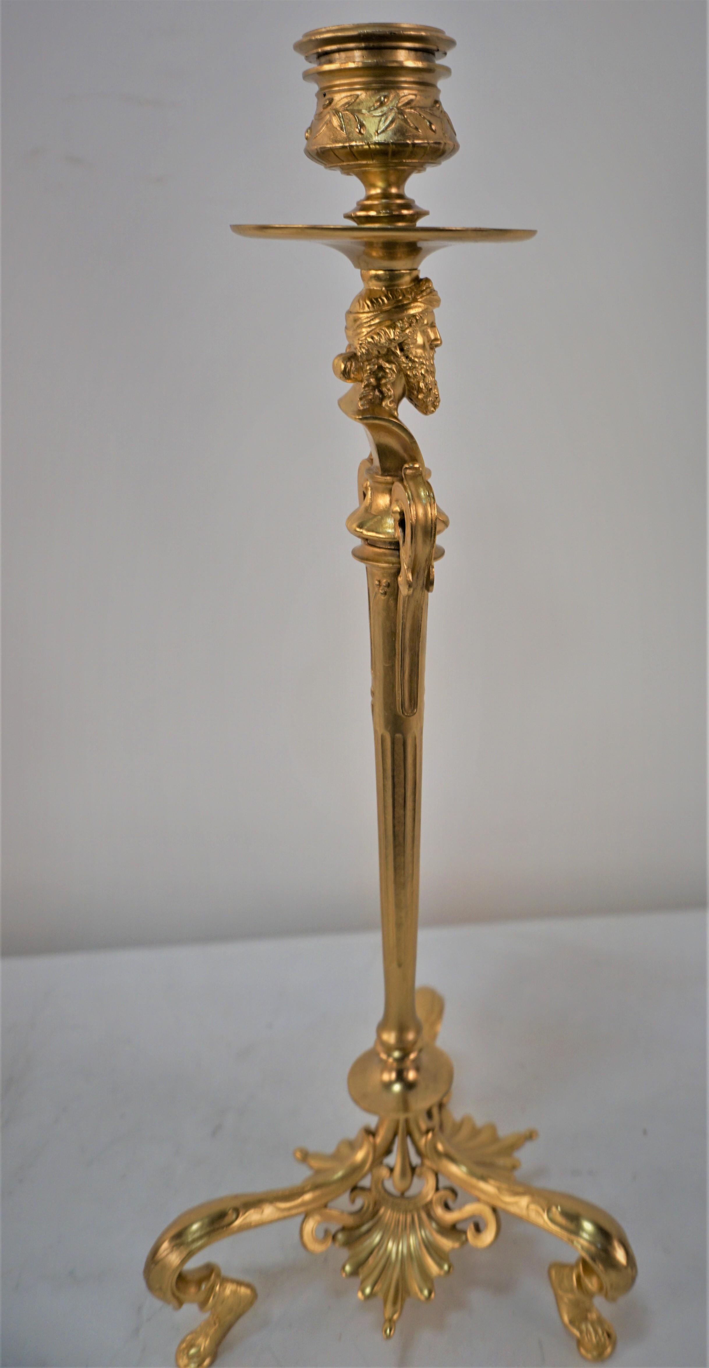 19th Century Gilt Bronze Classic Style Candlesticks by Barbedienne For Sale 4