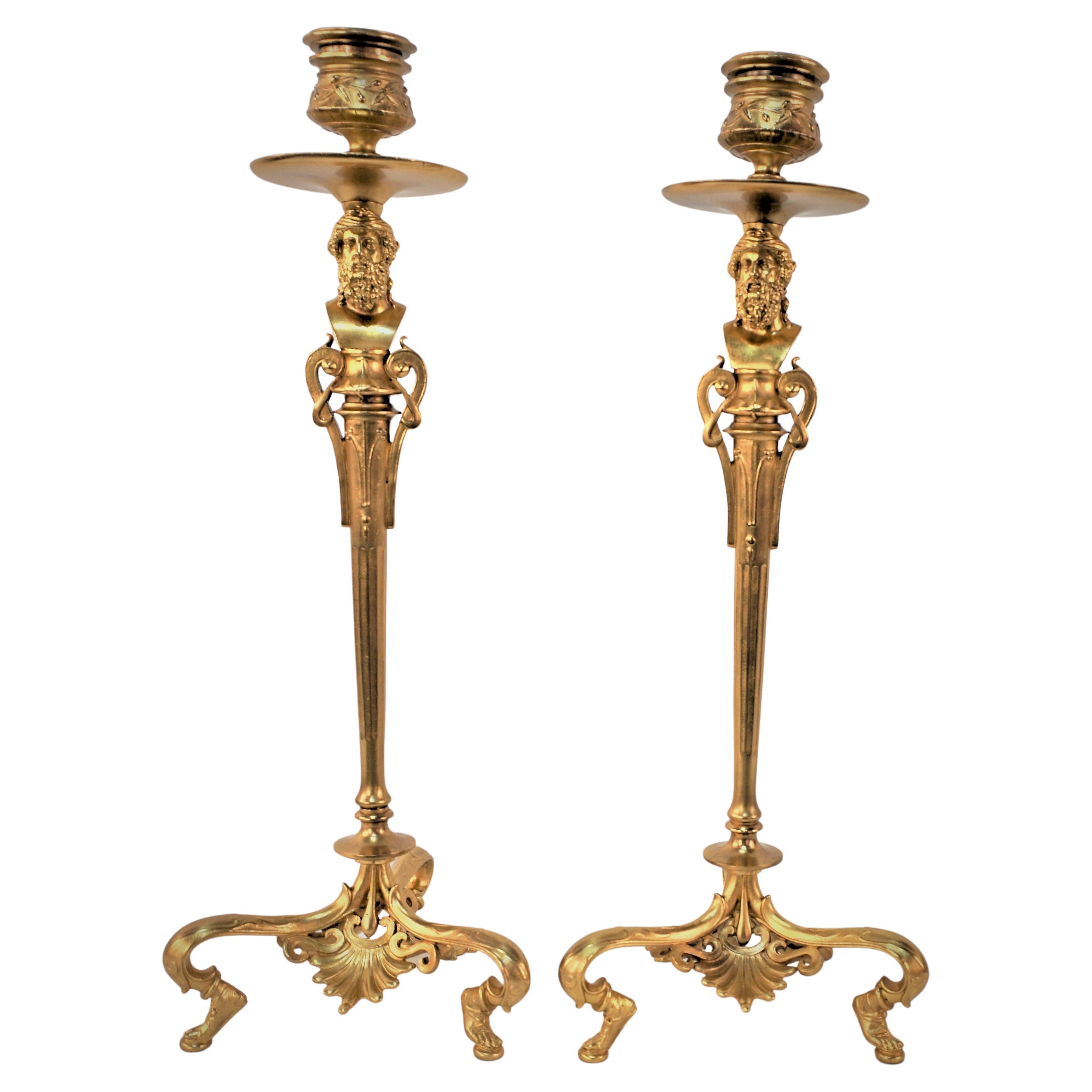 19th Century Gilt Bronze Classic Style Candlesticks by Barbedienne