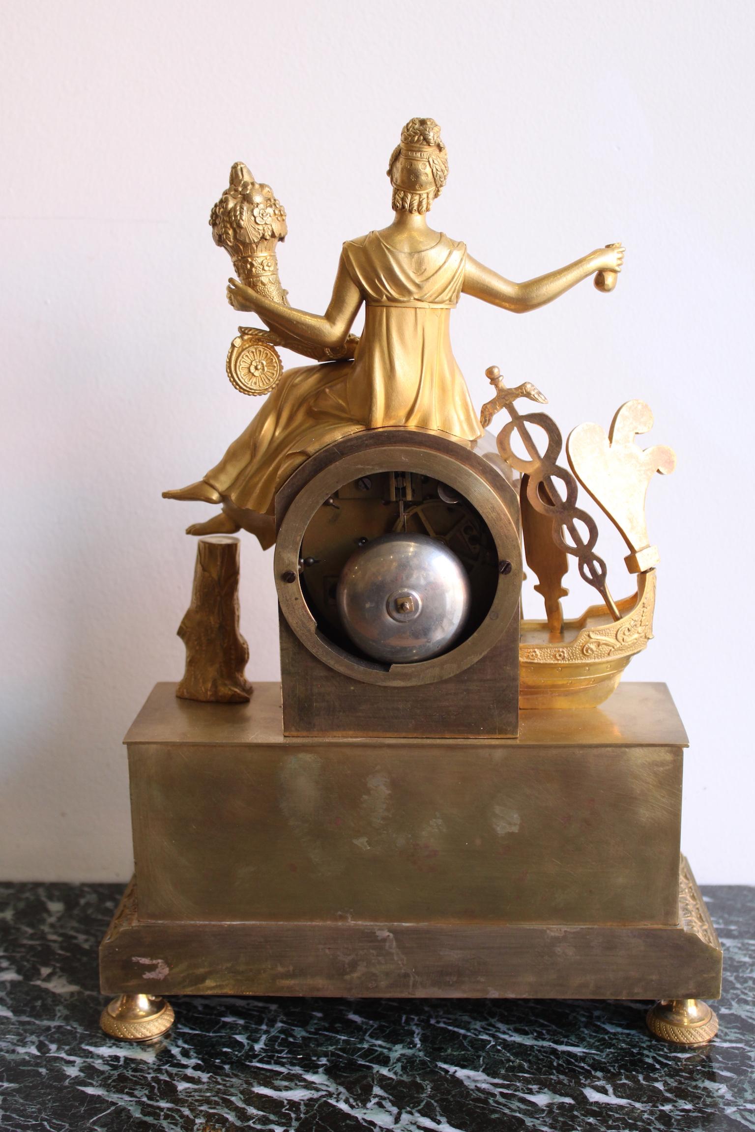 French 19th Century Gilt Bronze Clock For Sale