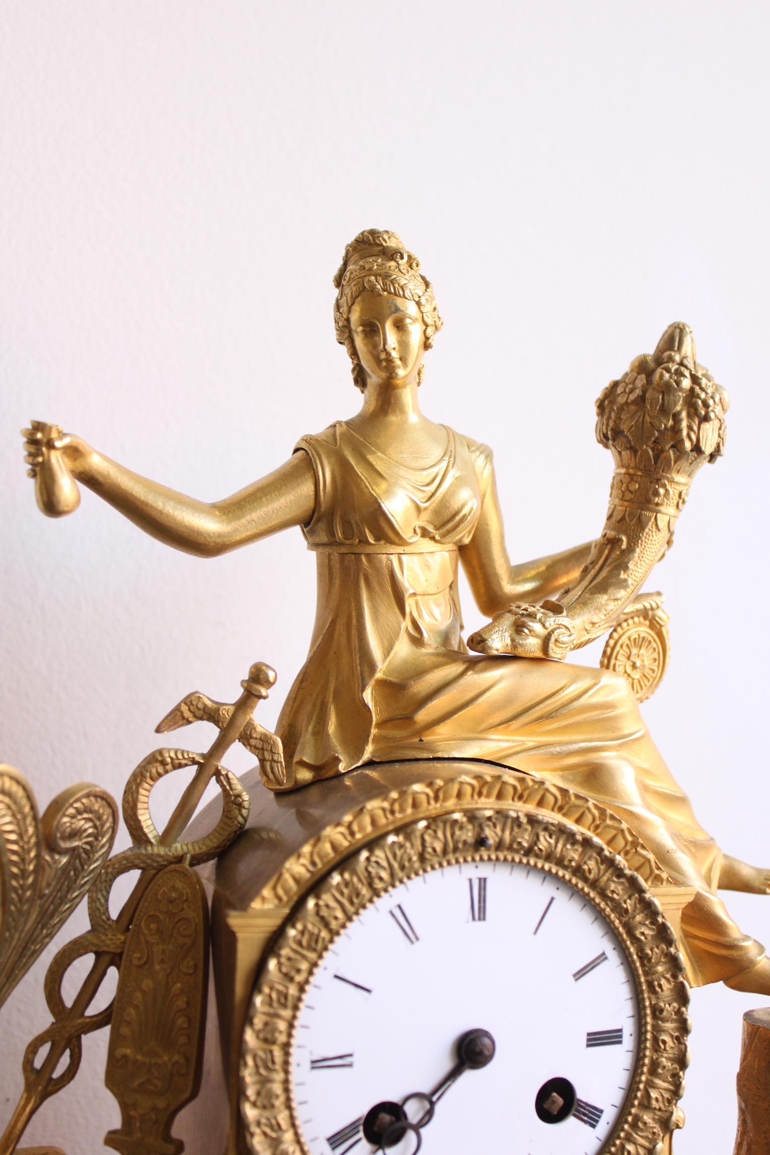 19th Century Gilt Bronze Clock For Sale 4