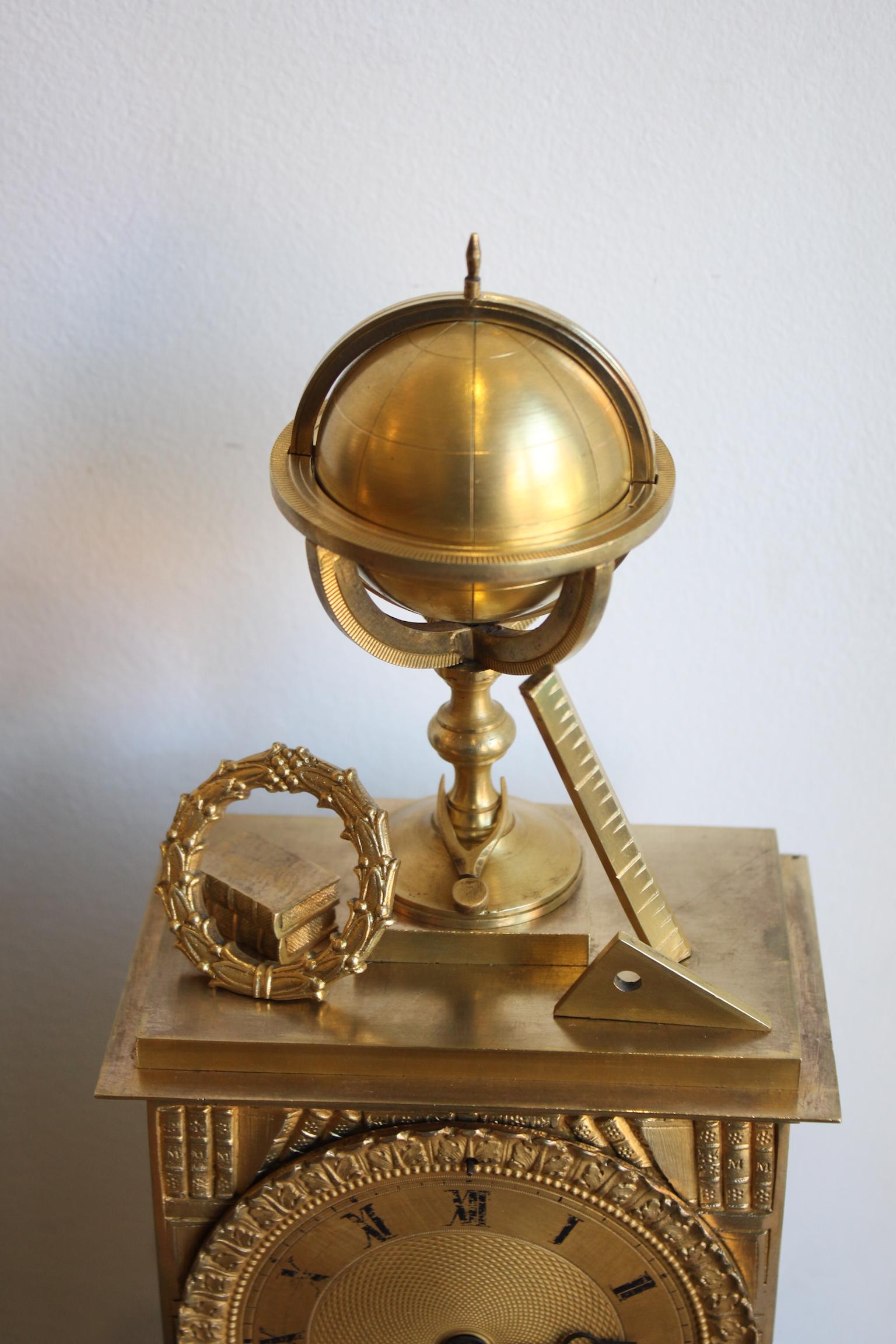 19th Century Gilt Bronze Clock Representing Allegory of Science 2