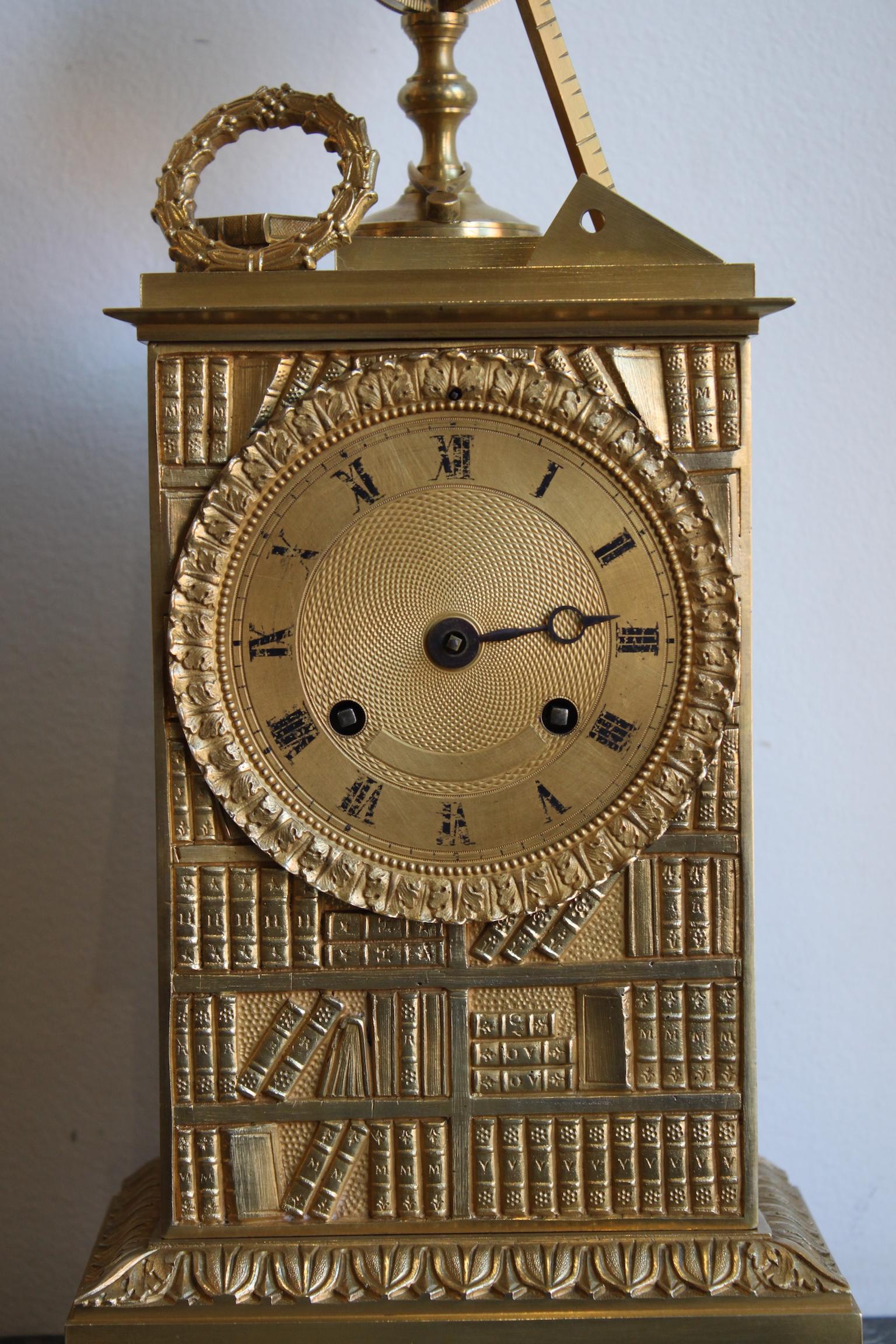 19th Century Gilt Bronze Clock Representing Allegory of Science 3