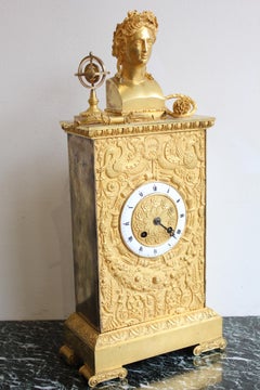 19th Century Gilt Bronze Clock Representing Athena