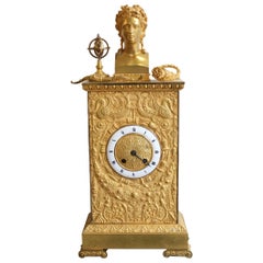 19th Century Gilt Bronze Clock Representing Athena