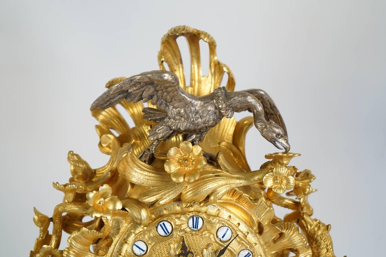 19th Century Gilt Bronze Clock Set For Sale 2