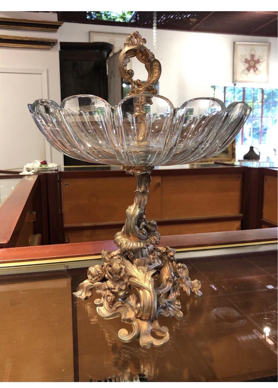 19th Century Gilt Bronze & Crystal Fox Hunting Scene Centerpiece or Epergne For Sale 9
