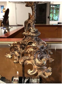 19th Century Gilt Bronze & Crystal Fox Hunting Scene Centerpiece or Epergne