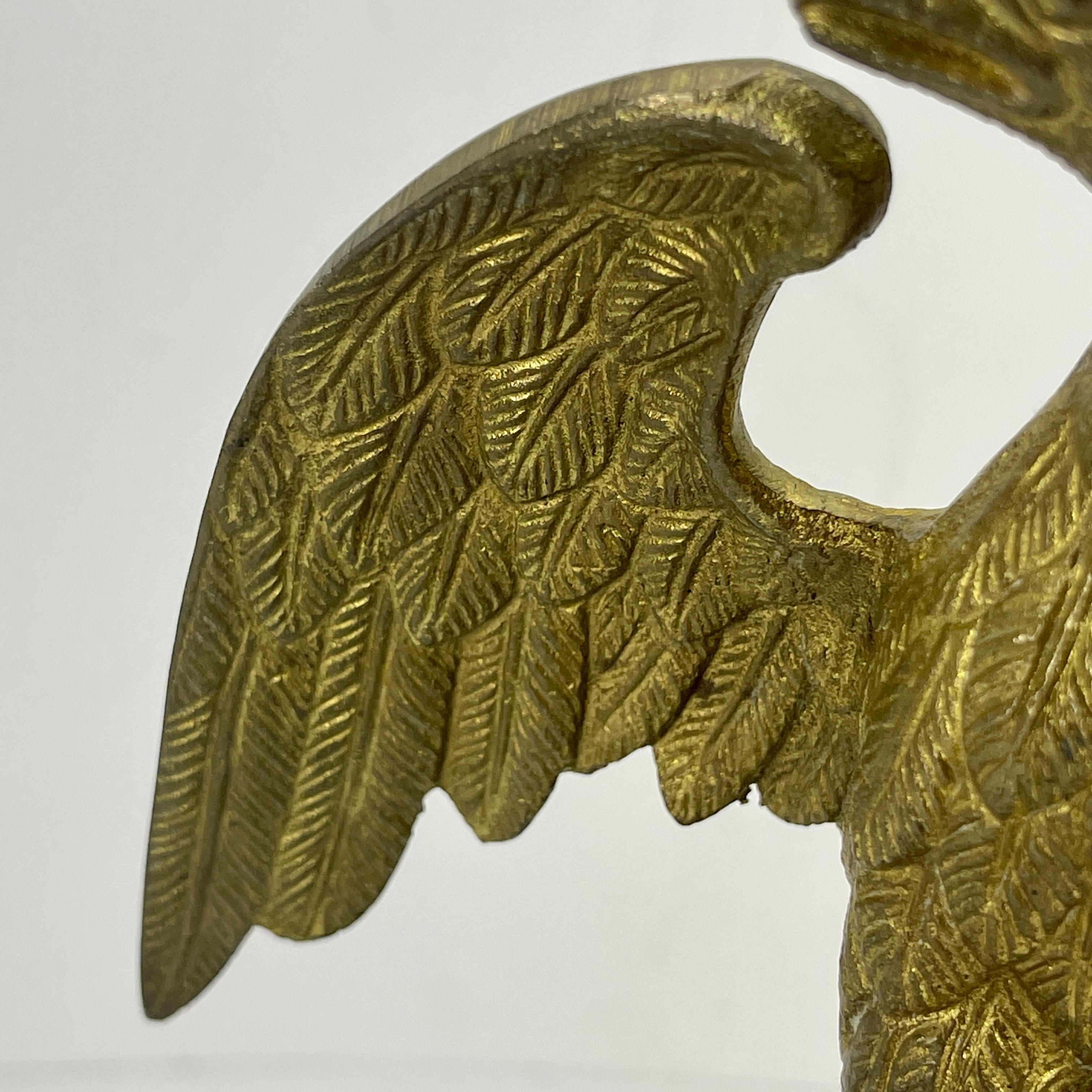19th Century Gilt Bronze Eagle Fragment on White Marble Stand, Italy   For Sale 3