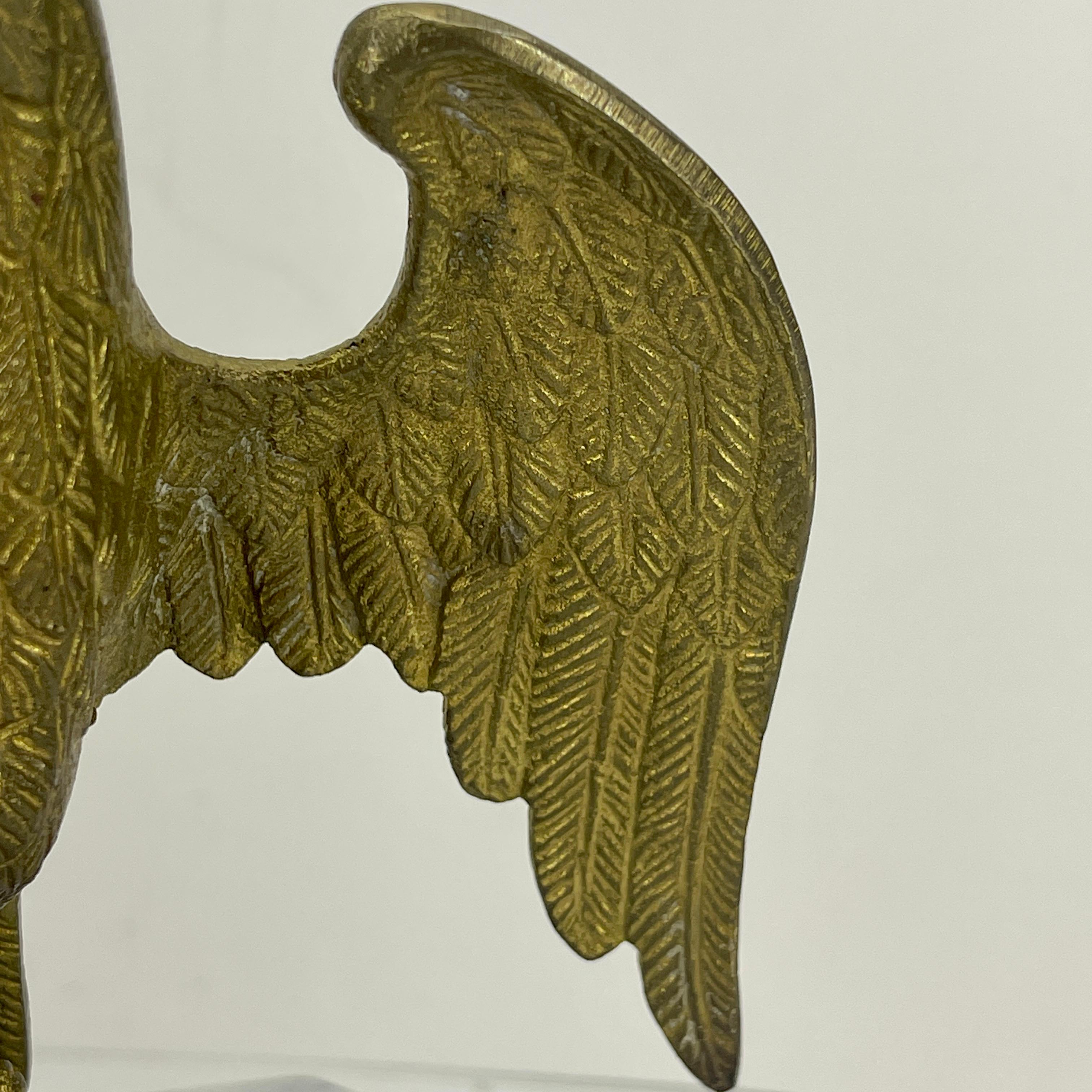 19th Century Gilt Bronze Eagle Fragment on White Marble Stand, Italy   For Sale 4
