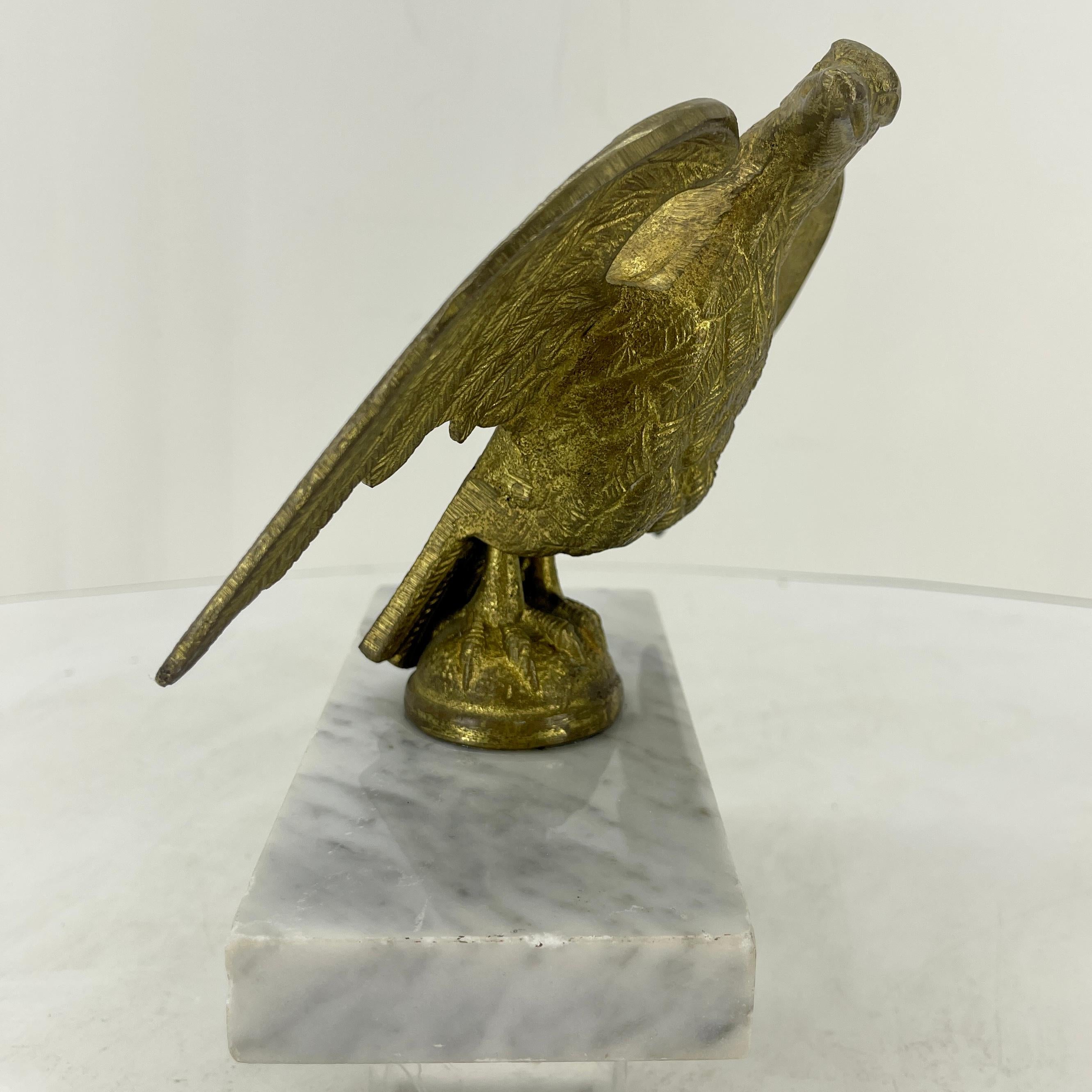 19th Century Gilt Bronze Eagle Fragment on White Marble Stand, Italy   For Sale 5