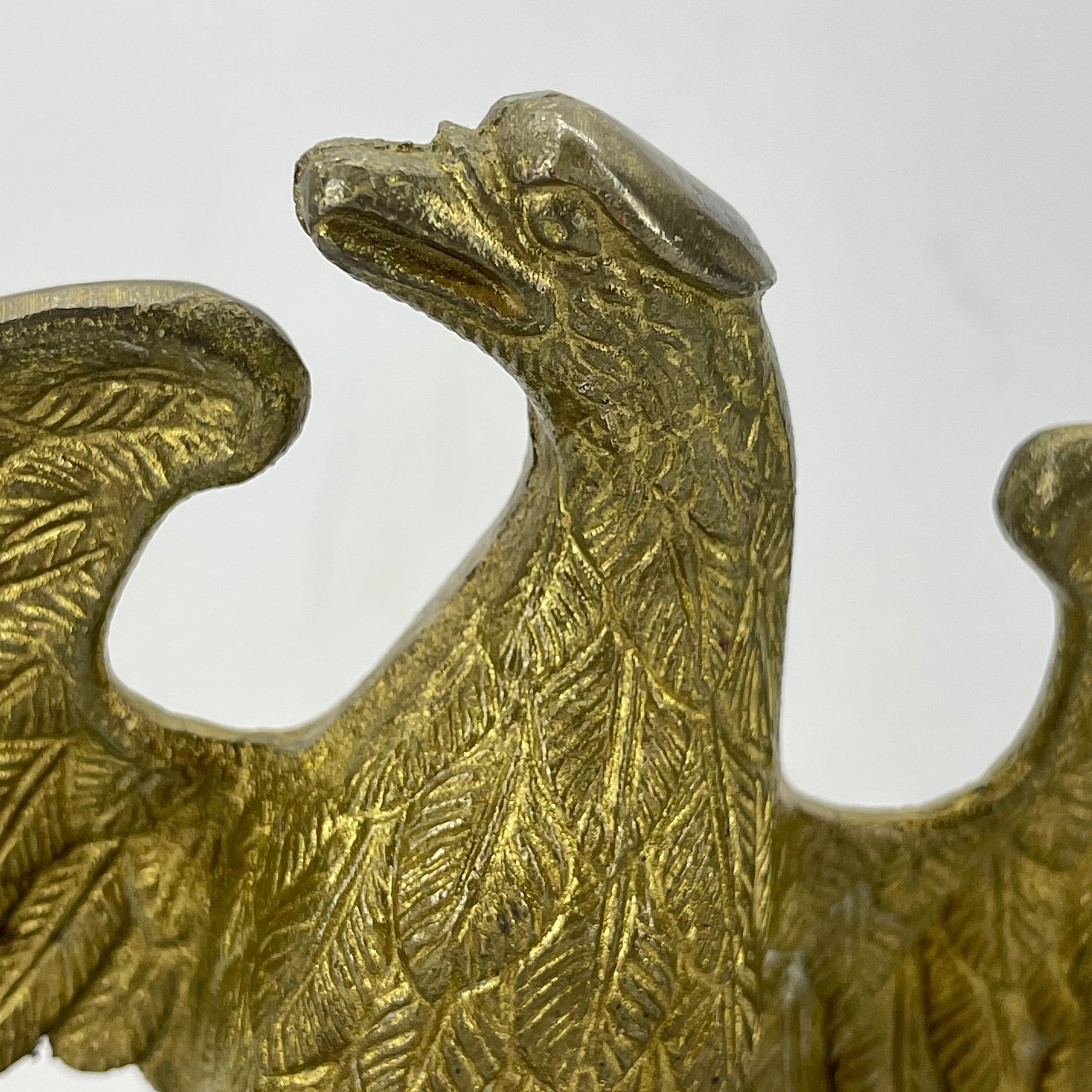 Early 19th Century 19th Century Gilt Bronze Eagle Fragment on White Marble Stand, Italy   For Sale