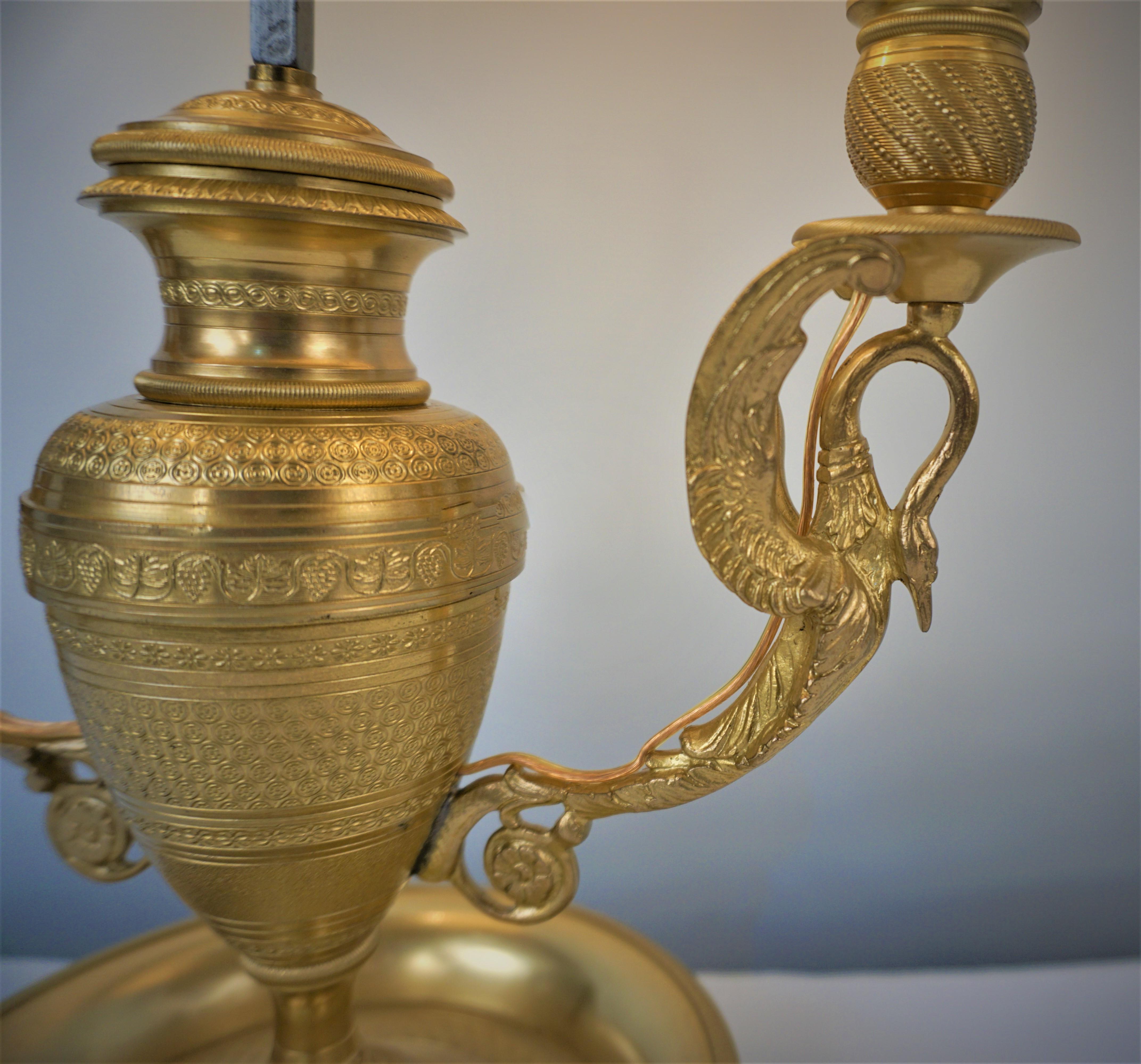 19th Century Gilt Bronze Empire Bouillotte Lamp For Sale 1