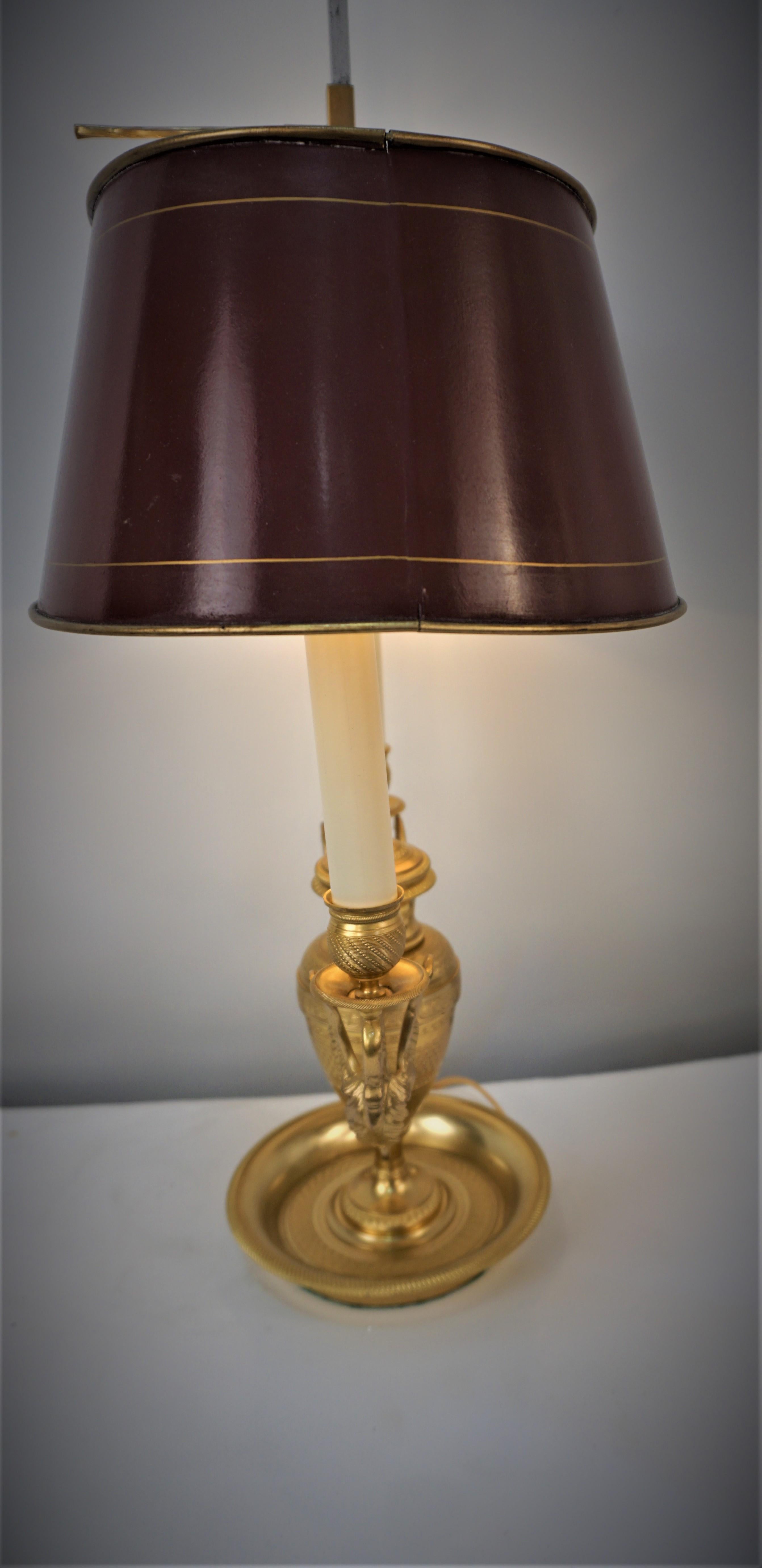 Empire-Bouillotte-Lampe aus vergoldeter Bronze, 19. Jahrhundert im Angebot 2