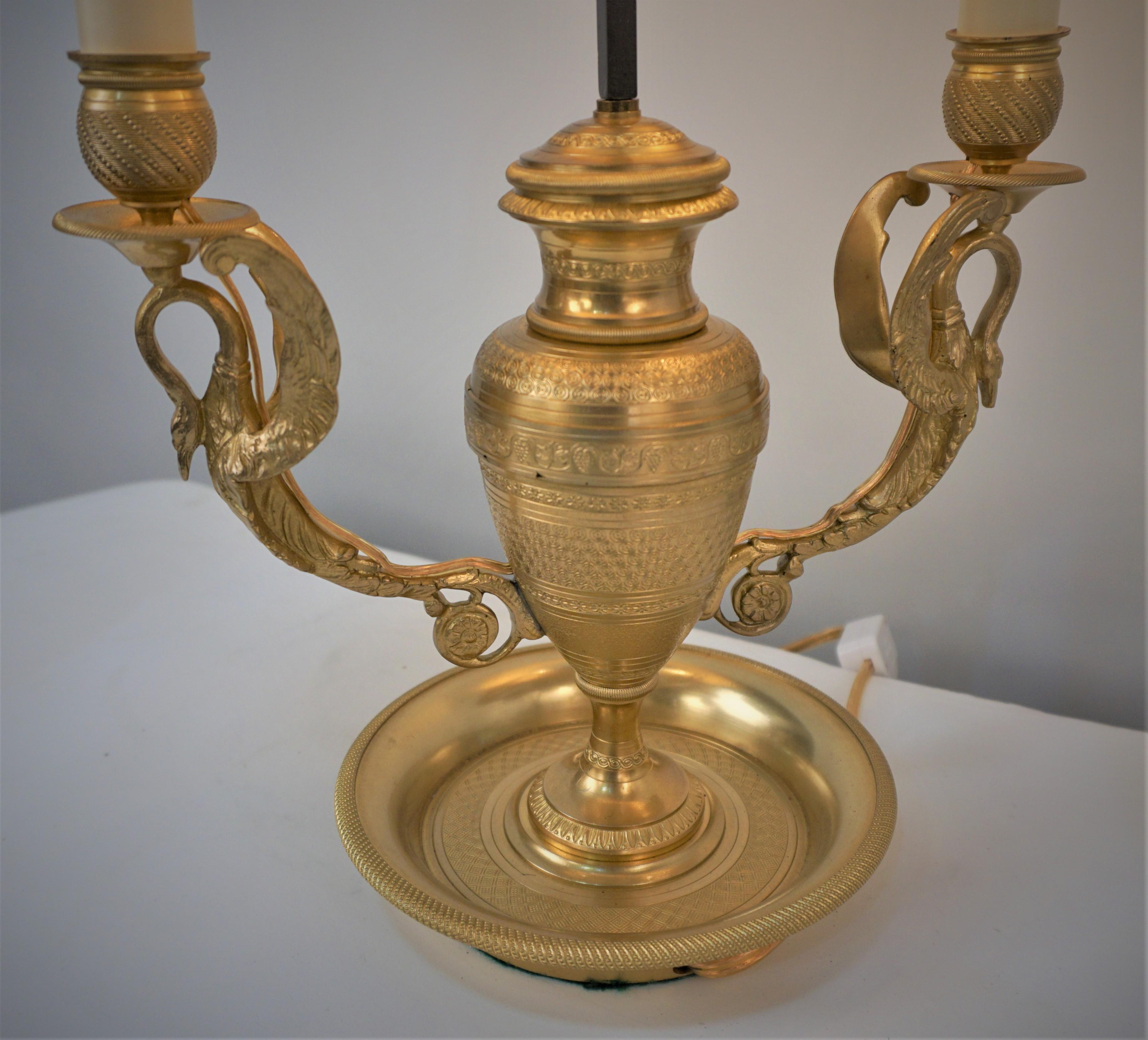 19th Century Gilt Bronze Empire Bouillotte Lamp For Sale 4