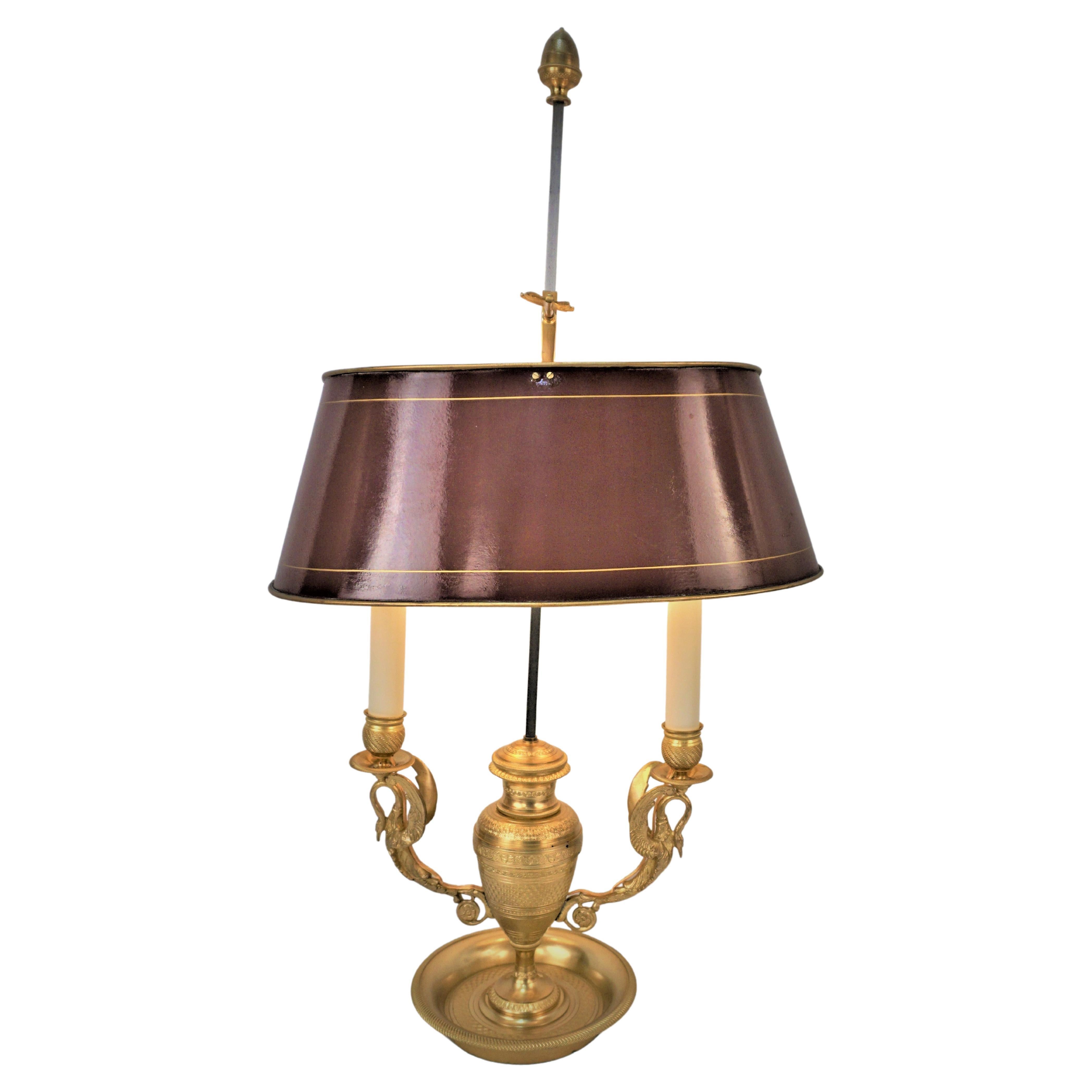 Empire-Bouillotte-Lampe aus vergoldeter Bronze, 19. Jahrhundert im Angebot