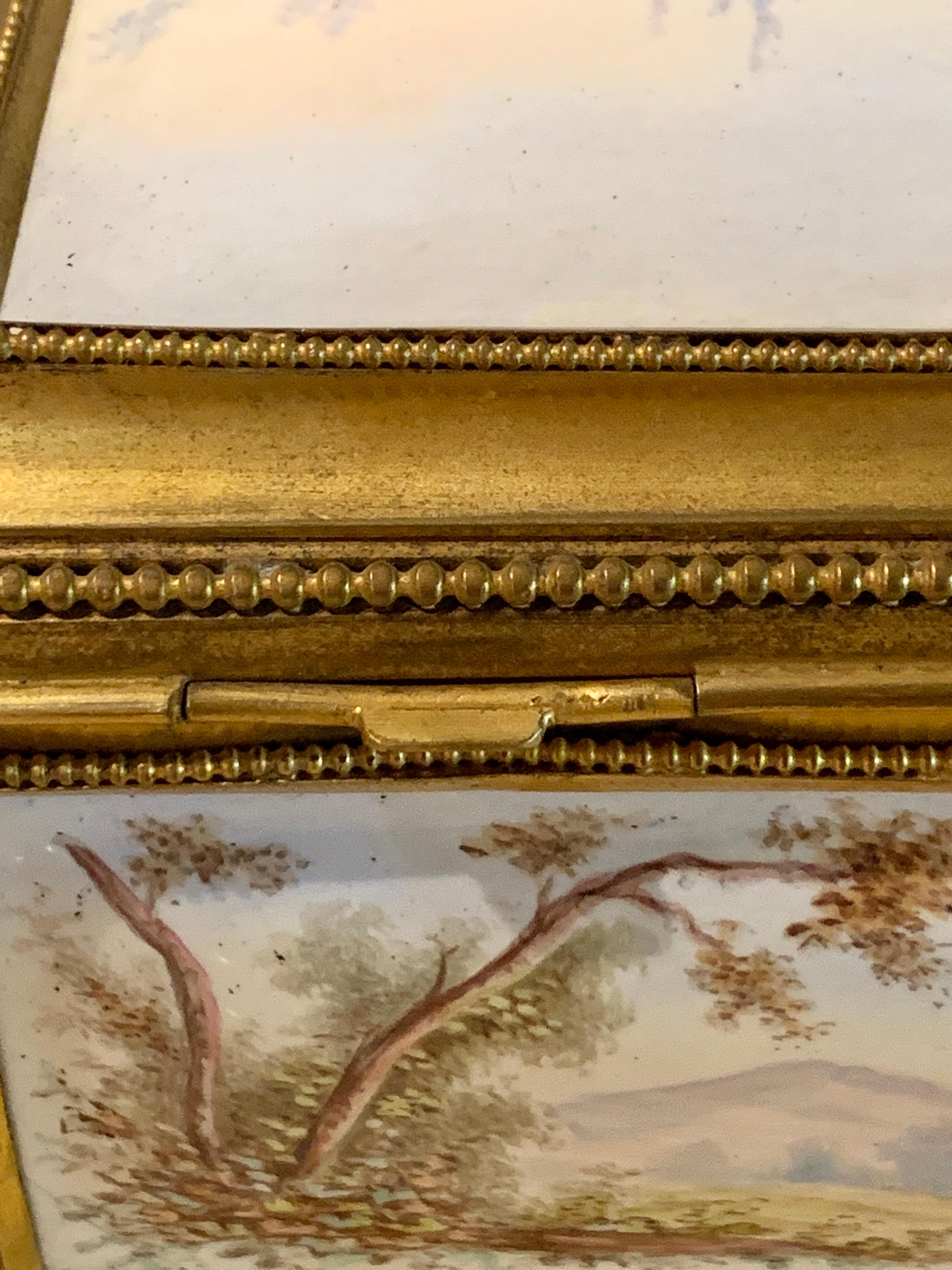 19th Century Gilt Bronze Enameled Jewelry Casket Box Lined Interior 10