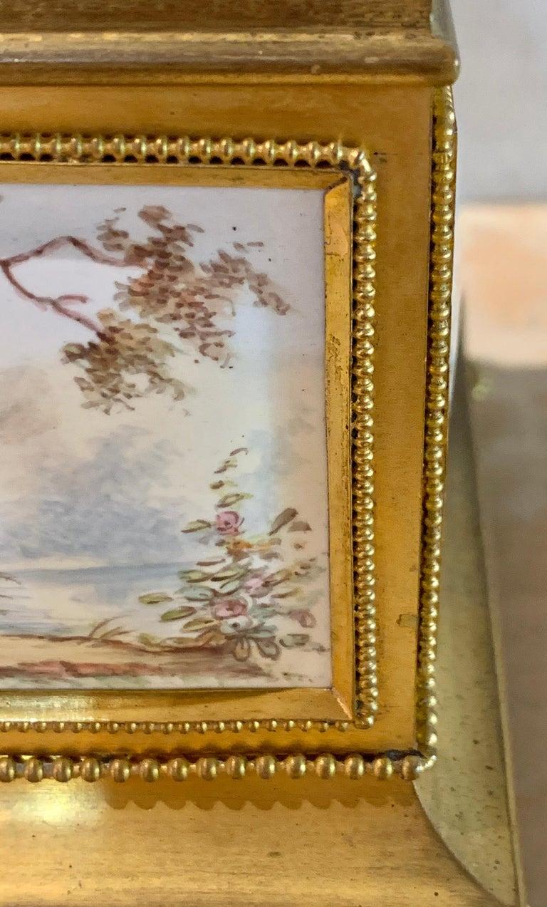 19th Century Gilt Bronze Enameled Jewelry Casket Box Lined Interior In Good Condition In Stamford, CT