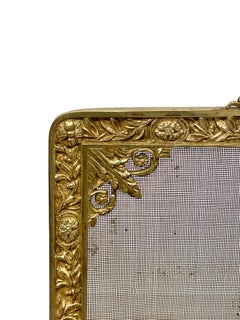 19th Century Louis XVI Gilt Bronze Fire Guard with Floral Design