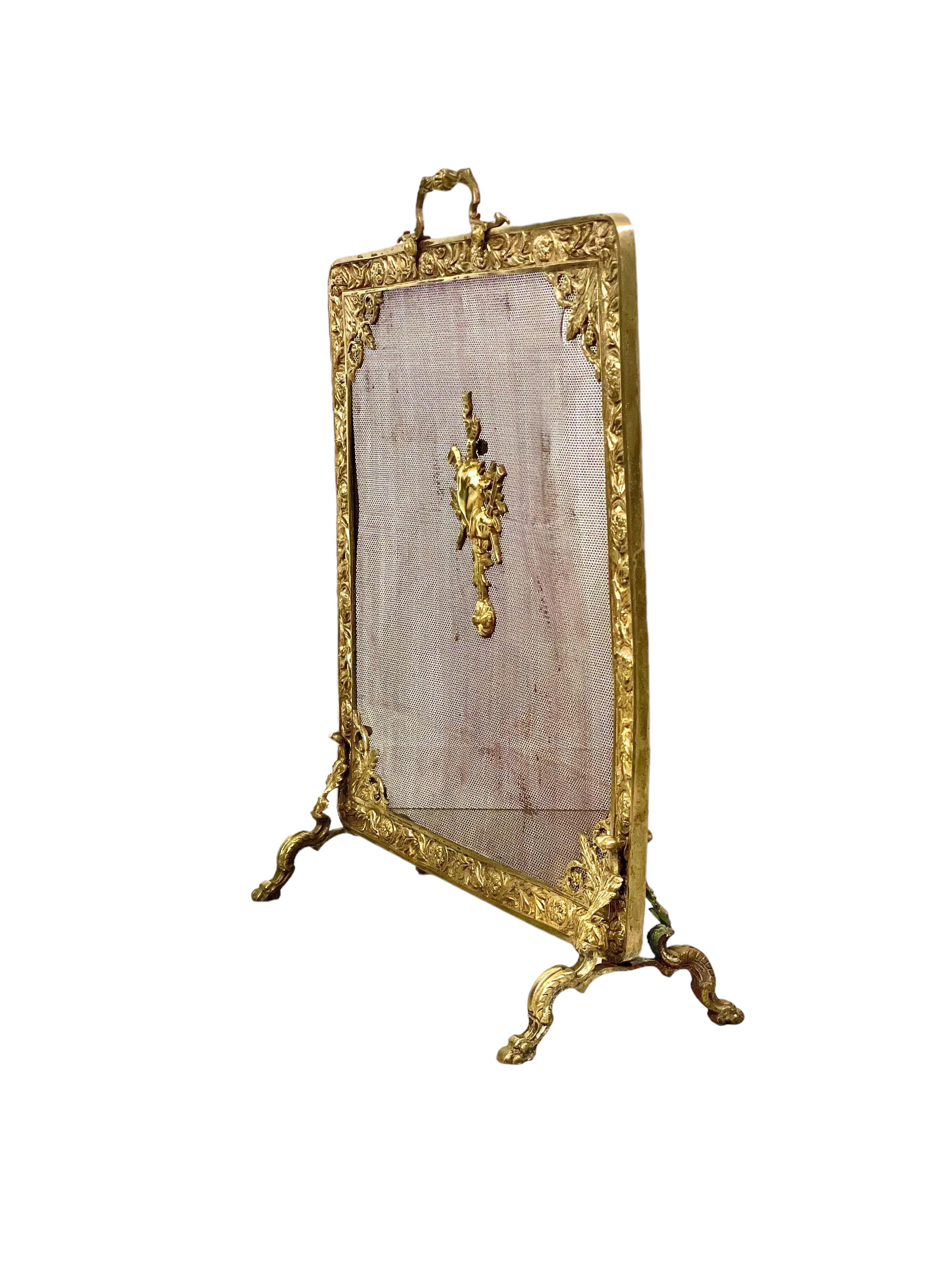 19th Century Louis XVI Gilt Bronze Fire Guard  For Sale 1