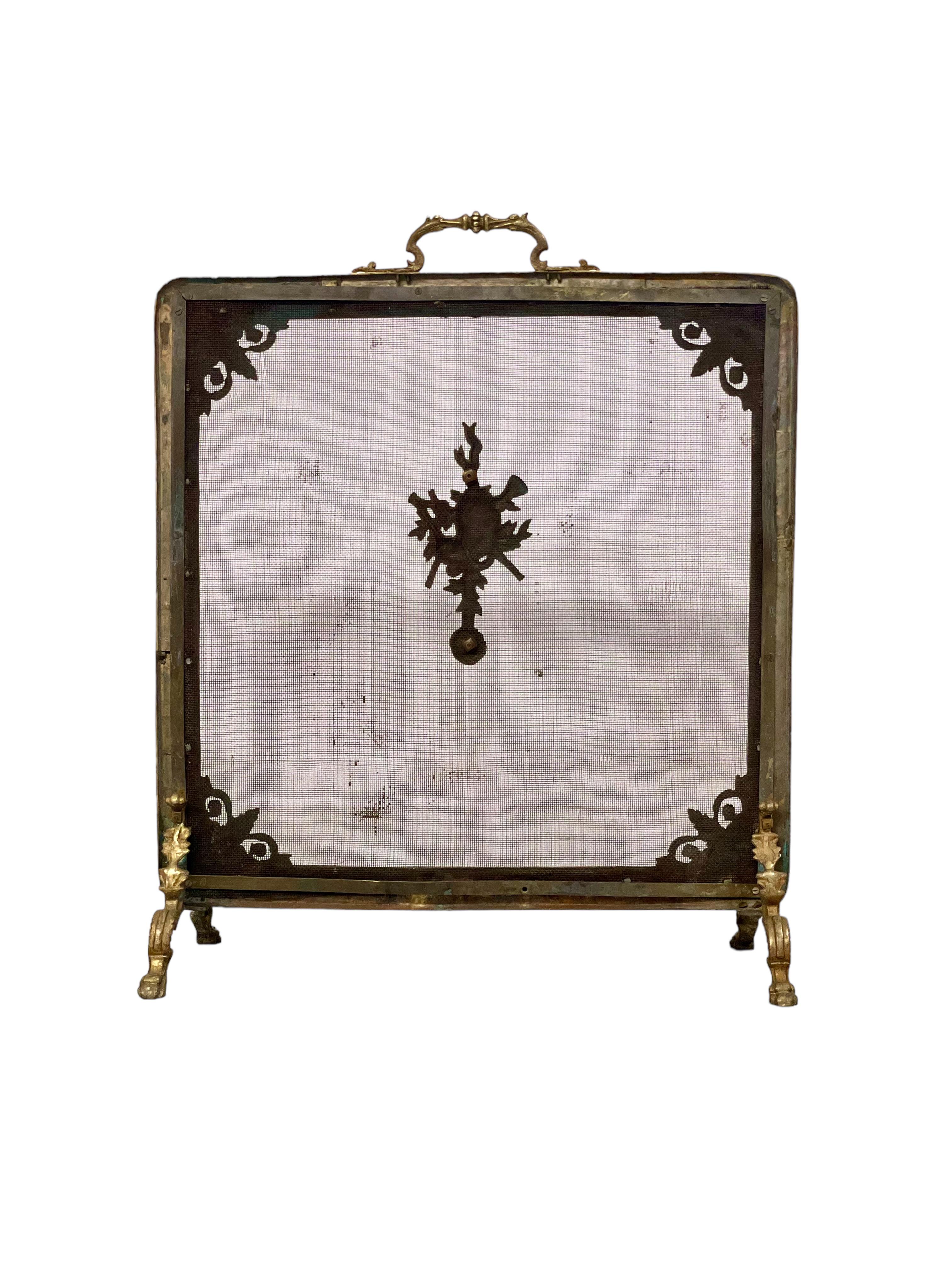 Pare-étincelles Louis XVI du 19ème siècle en bronze doré en vente 1