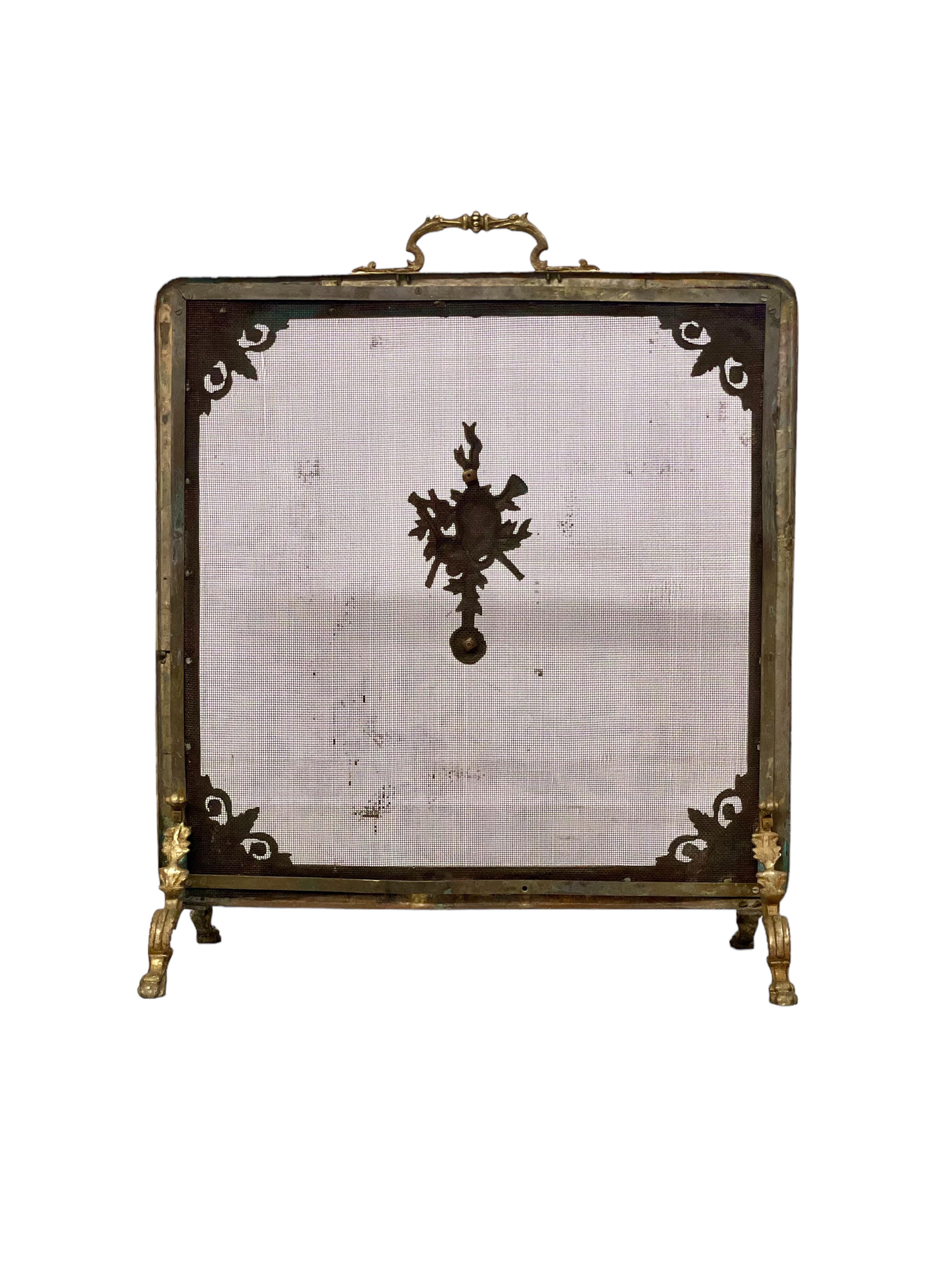 19th Century Louis XVI Gilt Bronze Fire Guard  For Sale 4