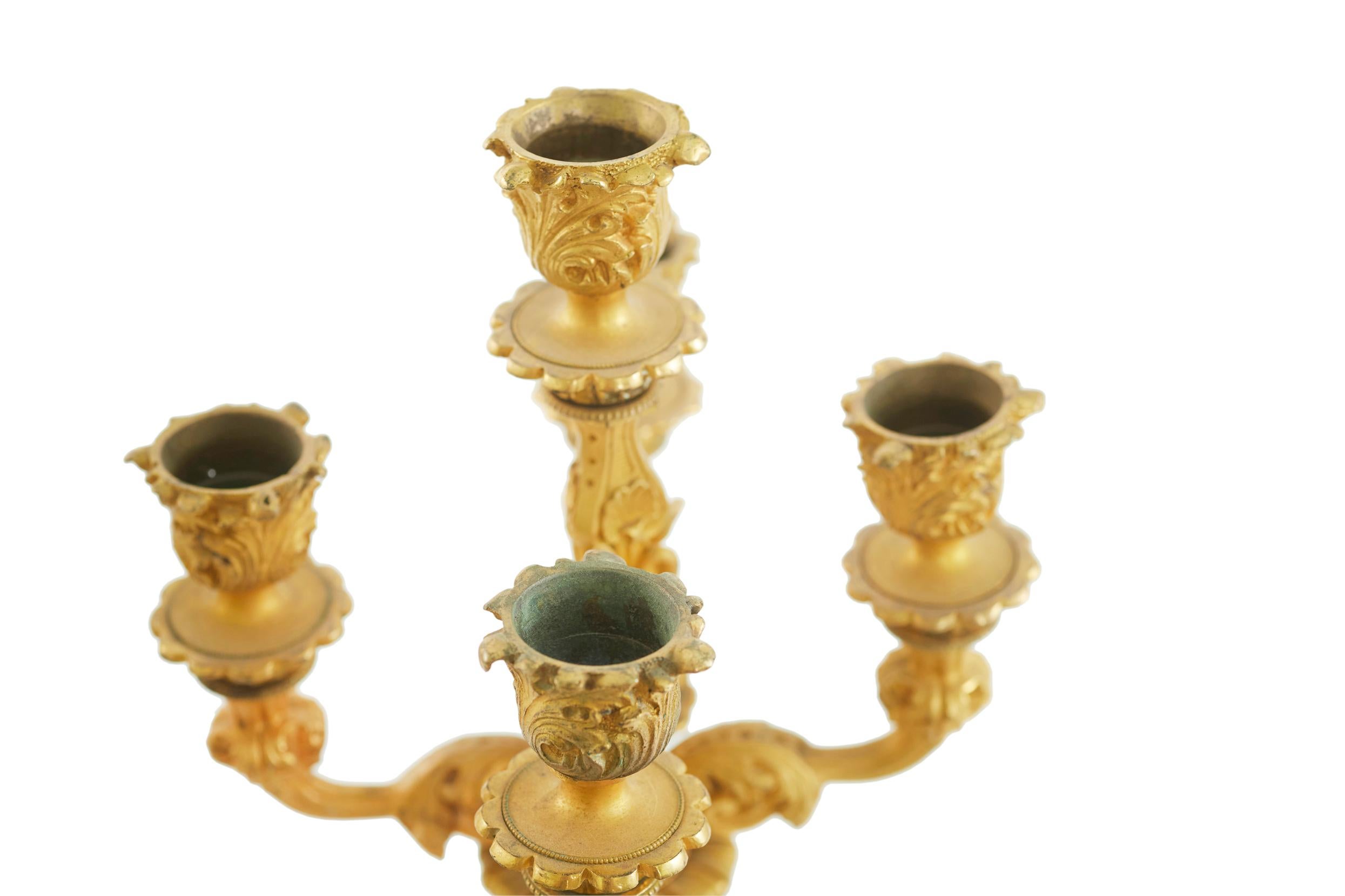 19th Century Gilt Bronze Five Arms Candelabra 5