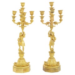 19th Century Gilt Bronze Five Arms Candelabra