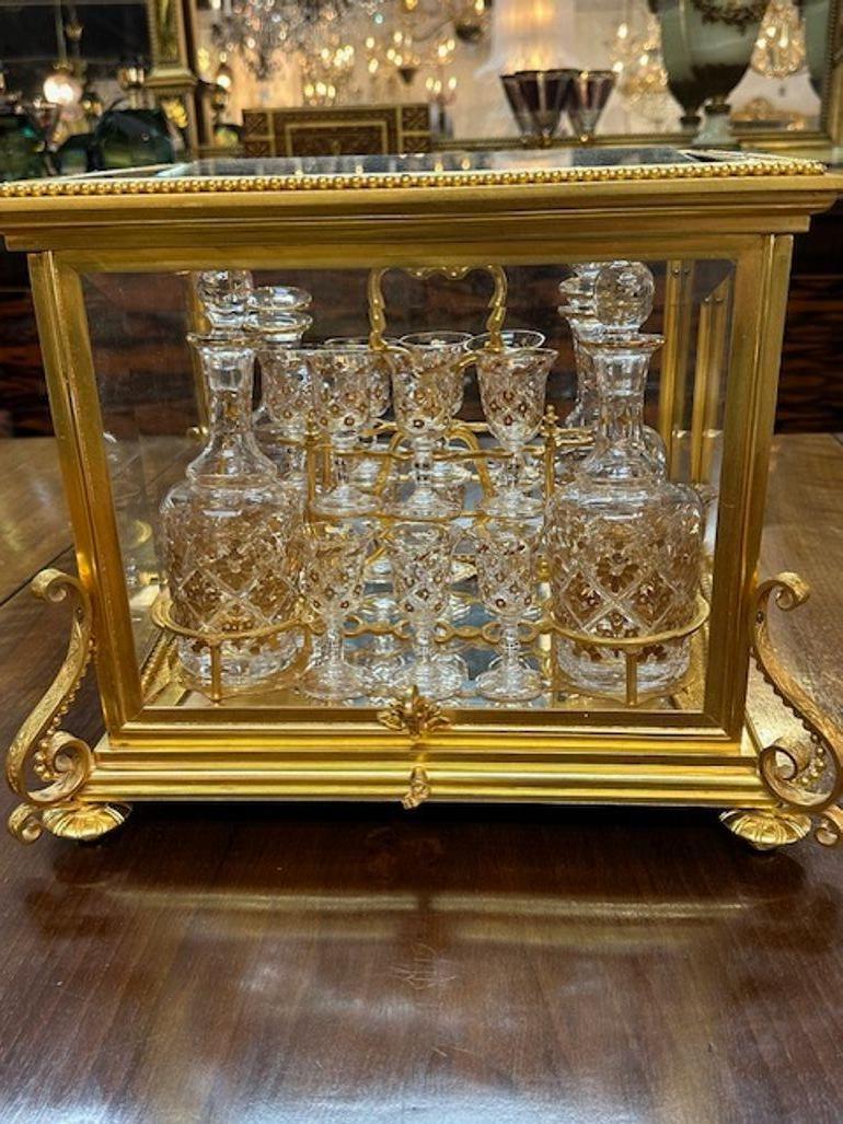 19th Century Gilt Bronze French Baccarat Manner Tantalus In Good Condition For Sale In Dallas, TX