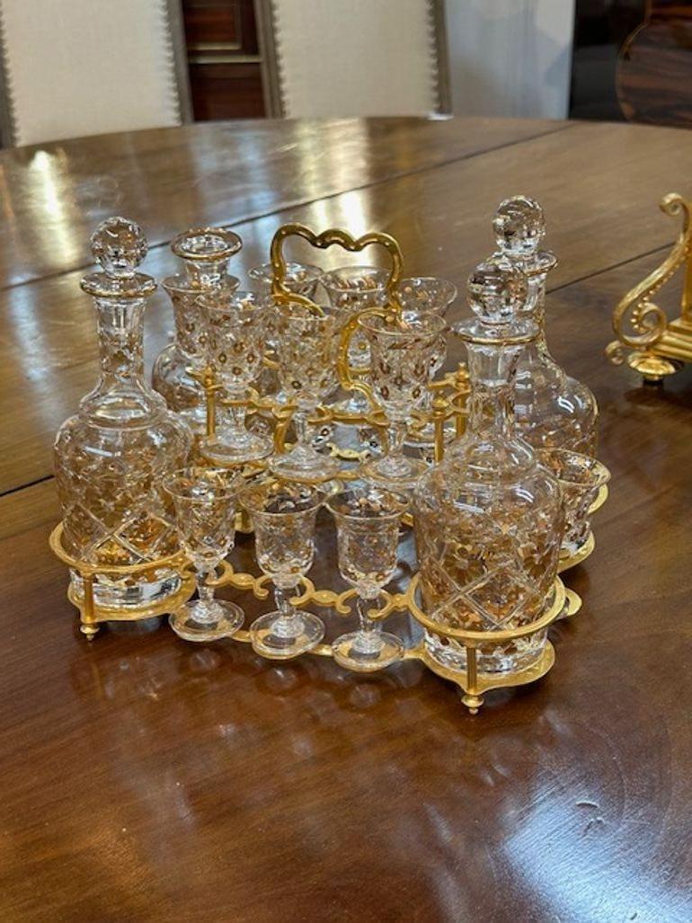 19th Century Gilt Bronze French Baccarat Manner Tantalus For Sale 3