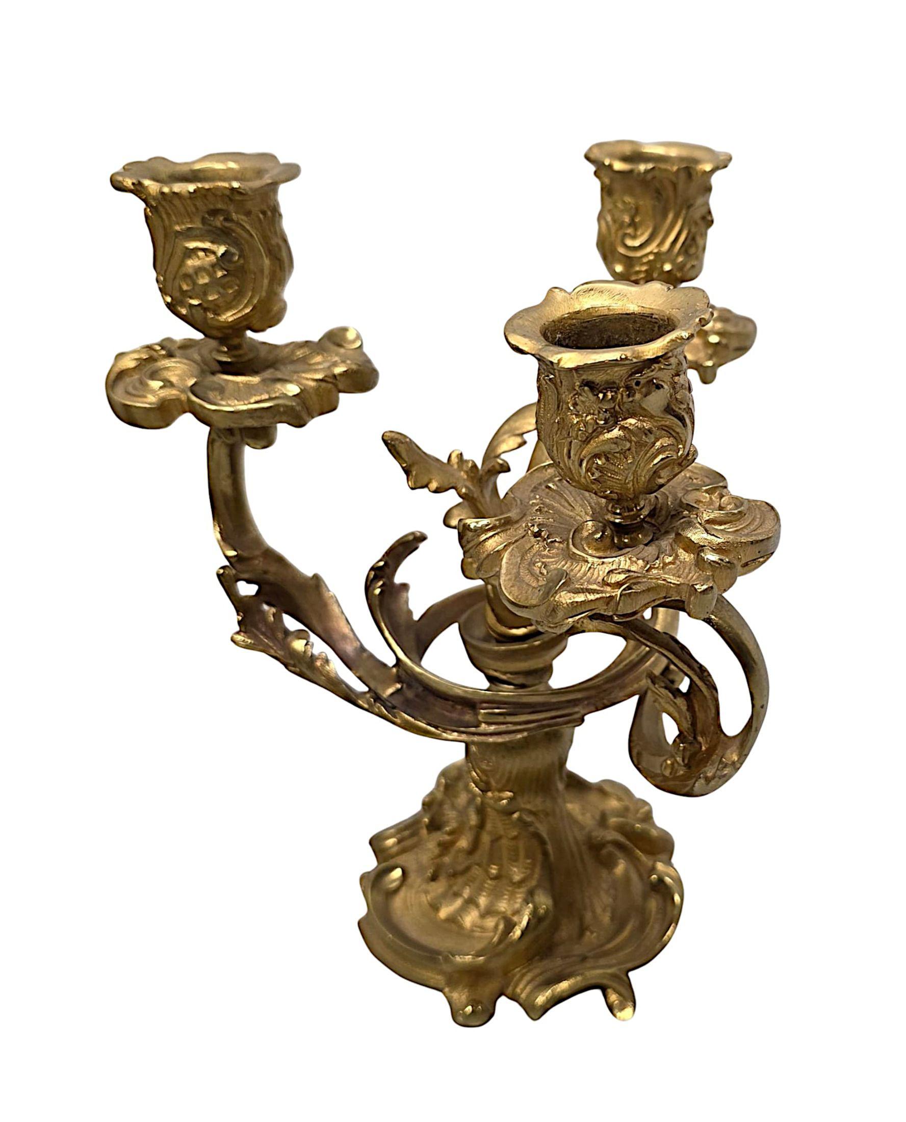 19th Century Gilt Bronze French Clock Garniture Set In Good Condition For Sale In Dublin, IE