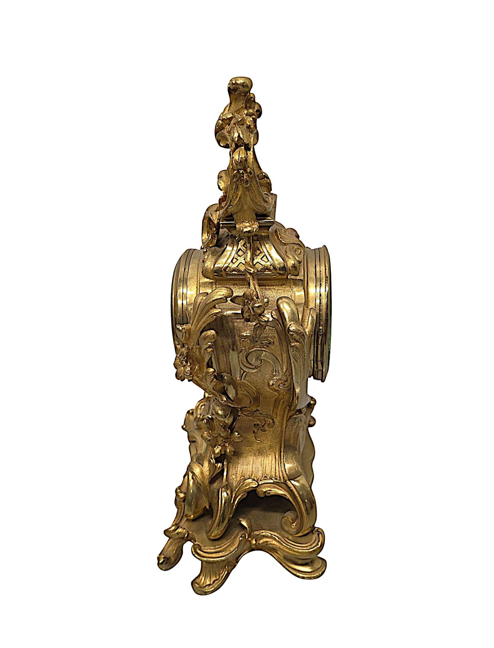 19th Century Gilt Bronze French Clock Garniture Set For Sale 3