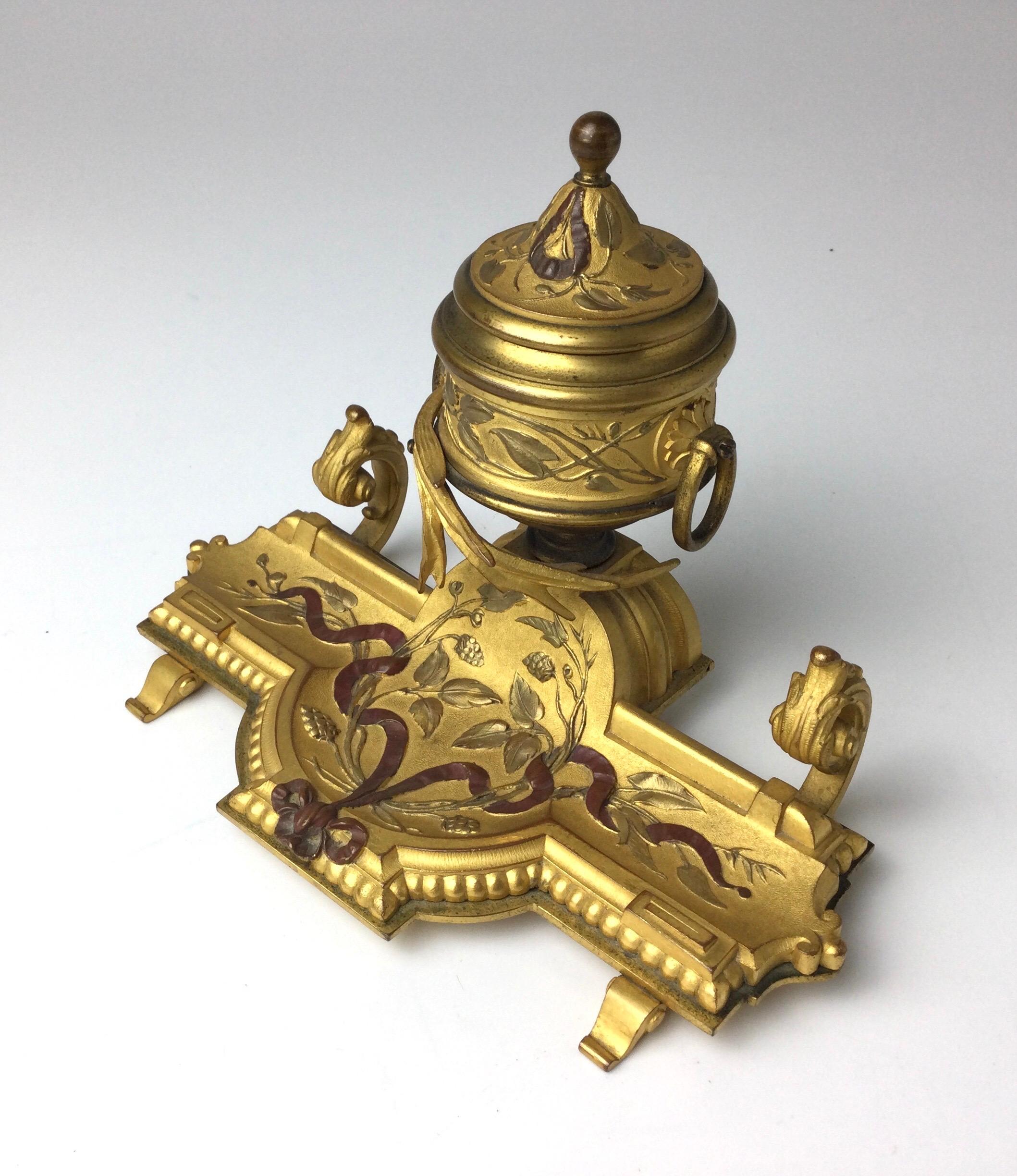 19th Century Gilt Bronze French Inkwell For Sale 3
