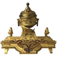 Antique 19th Century Gilt Bronze French Inkwell