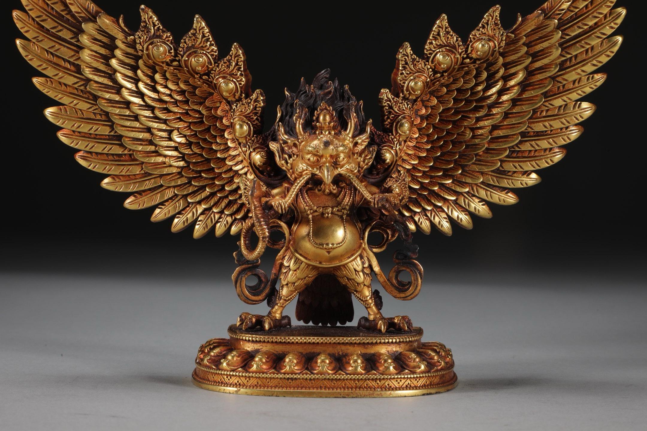 19th Century Gilt Bronze Garuda Buddha Statue For Sale 2