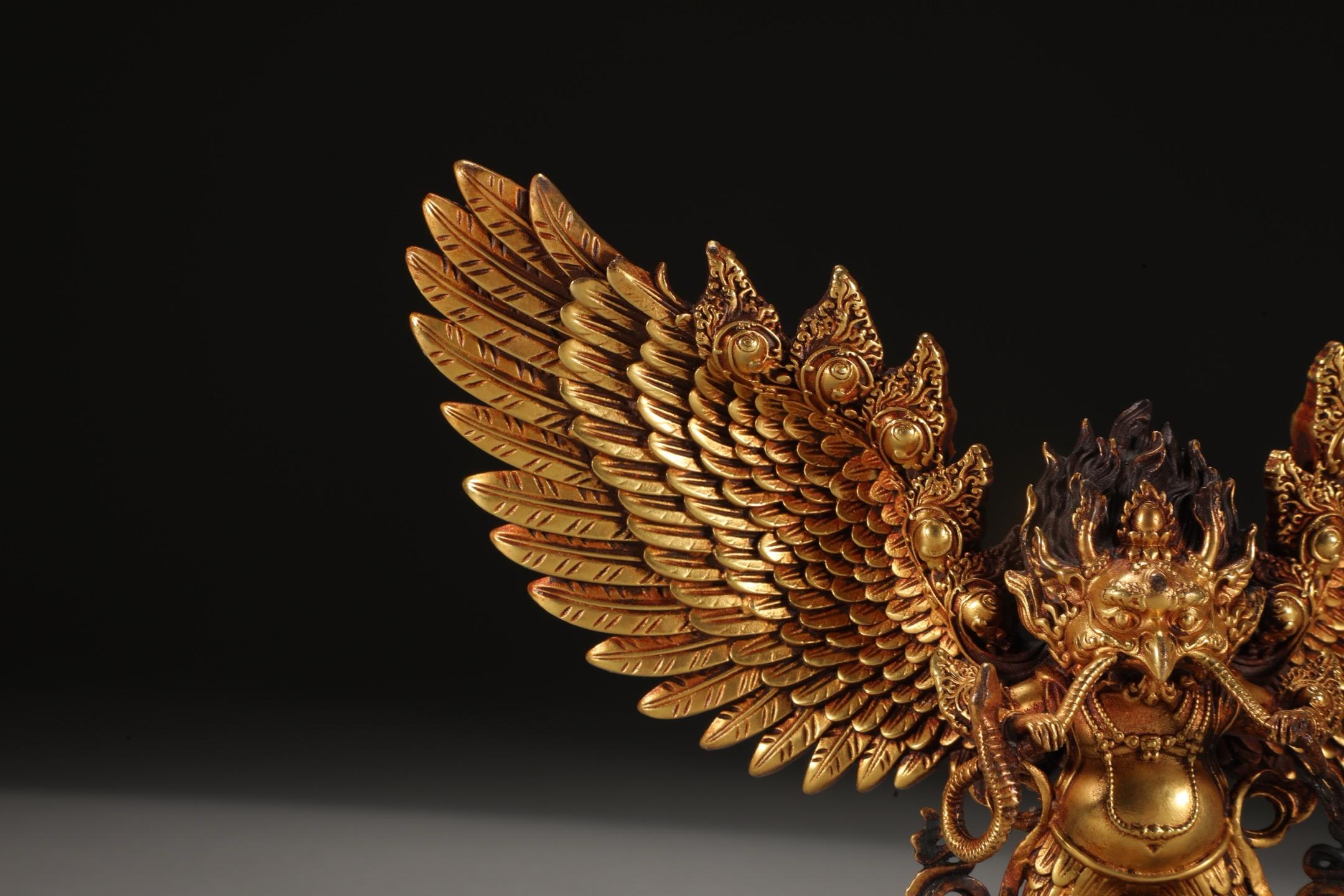 19th Century Gilt Bronze Garuda Buddha Statue For Sale 3