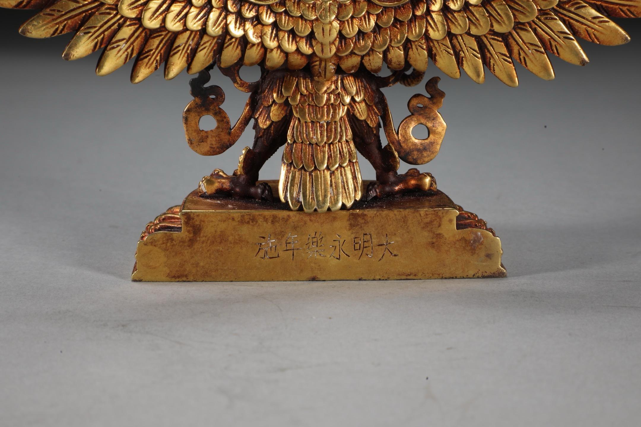 19th Century Gilt Bronze Garuda Buddha Statue For Sale 6