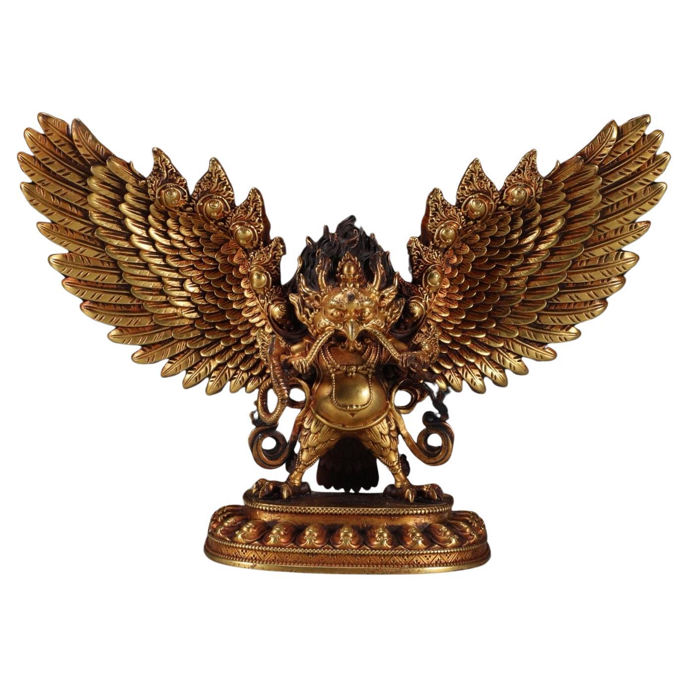 19th Century Gilt Bronze Garuda Buddha Statue