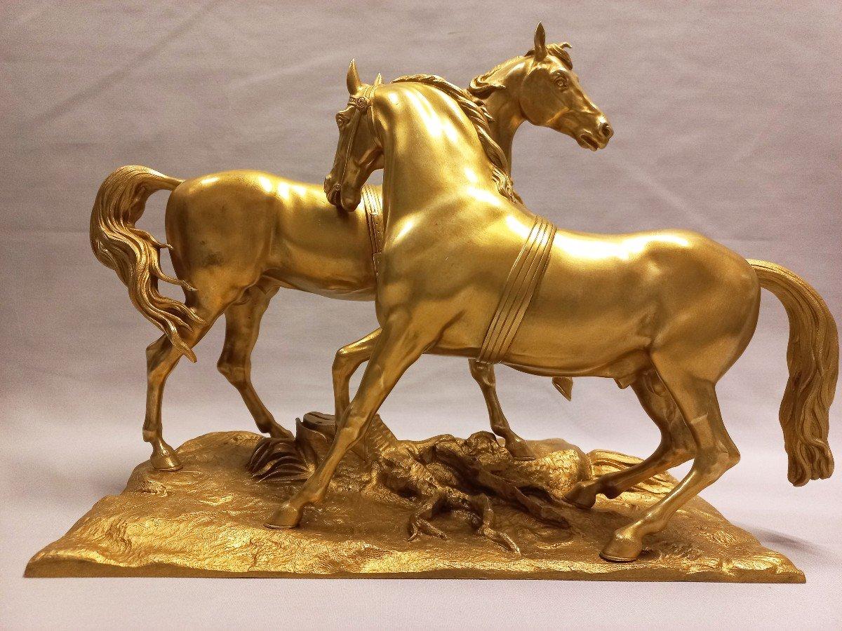 19th Century Gilt Bronze Horse Sculpture For Sale 5
